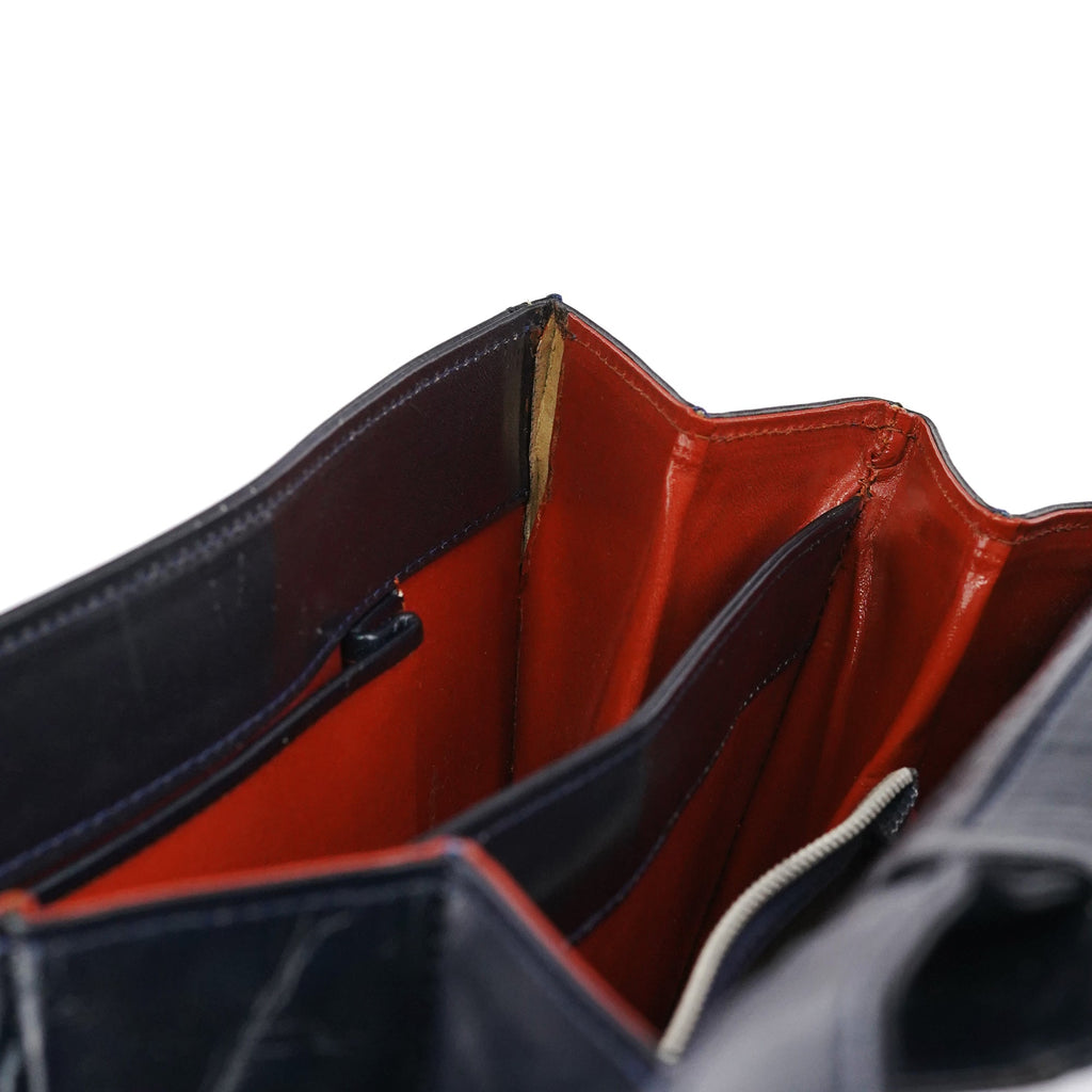 Navy Leather Shoulder Bag