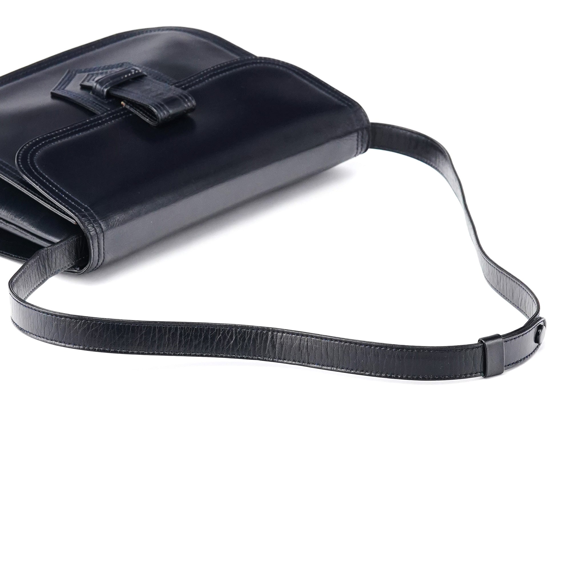 Navy Leather Shoulder Bag