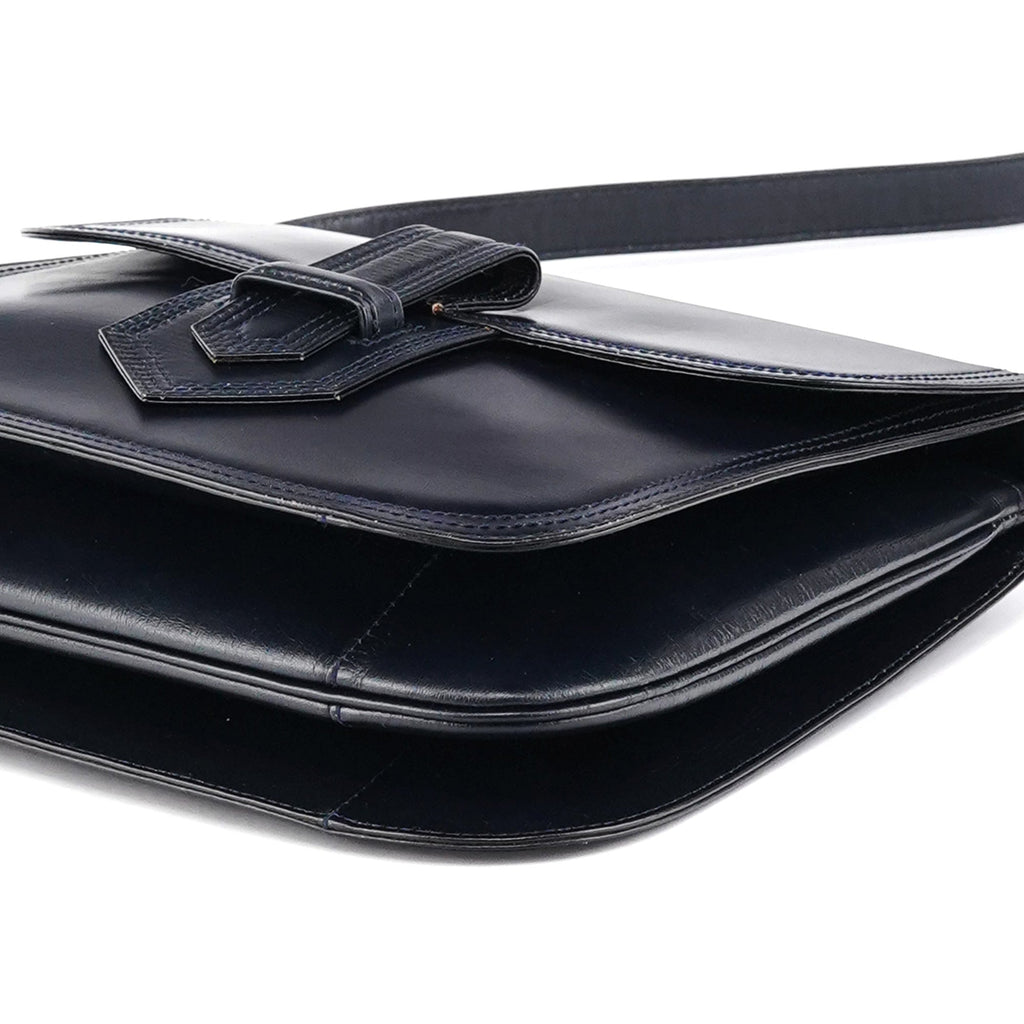 Navy Leather Shoulder Bag