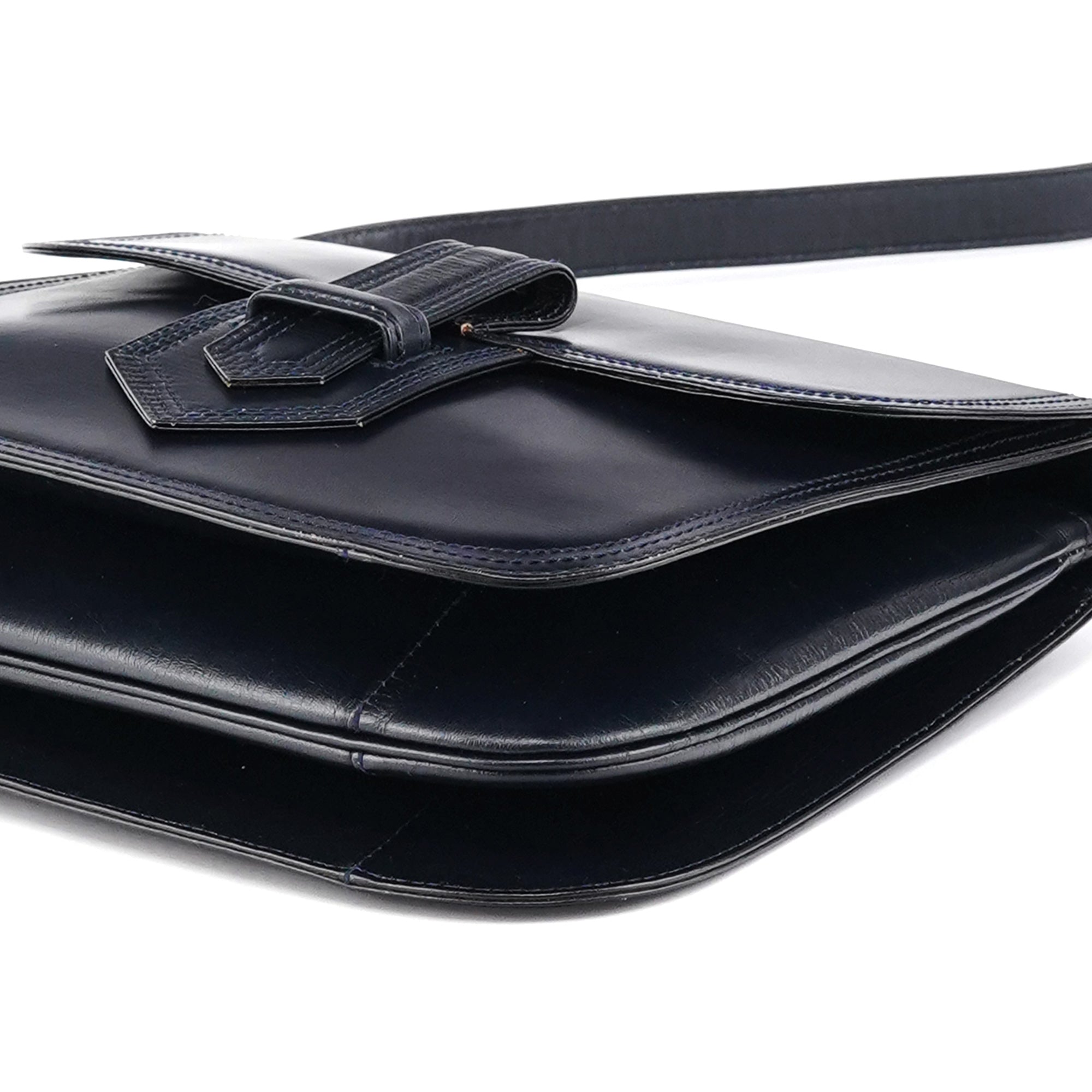 Navy Leather Shoulder Bag