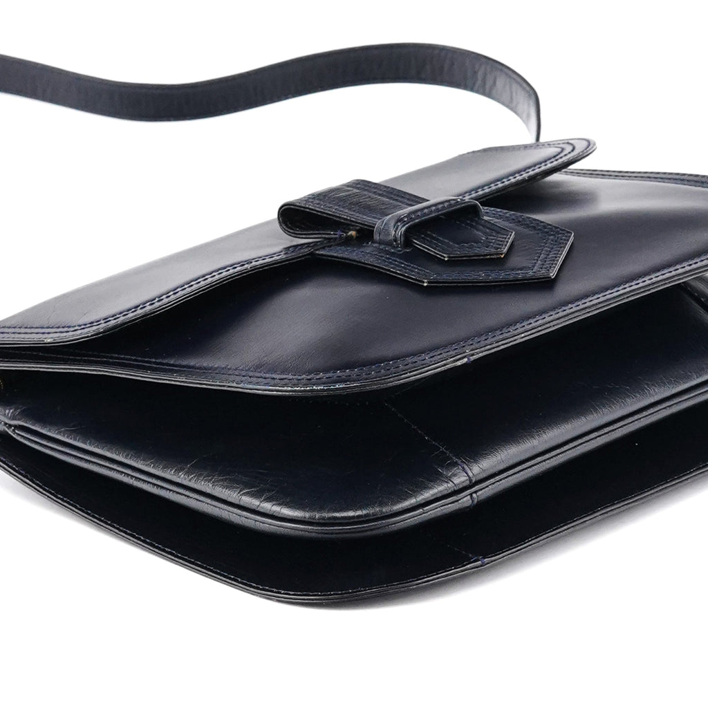Navy Leather Shoulder Bag