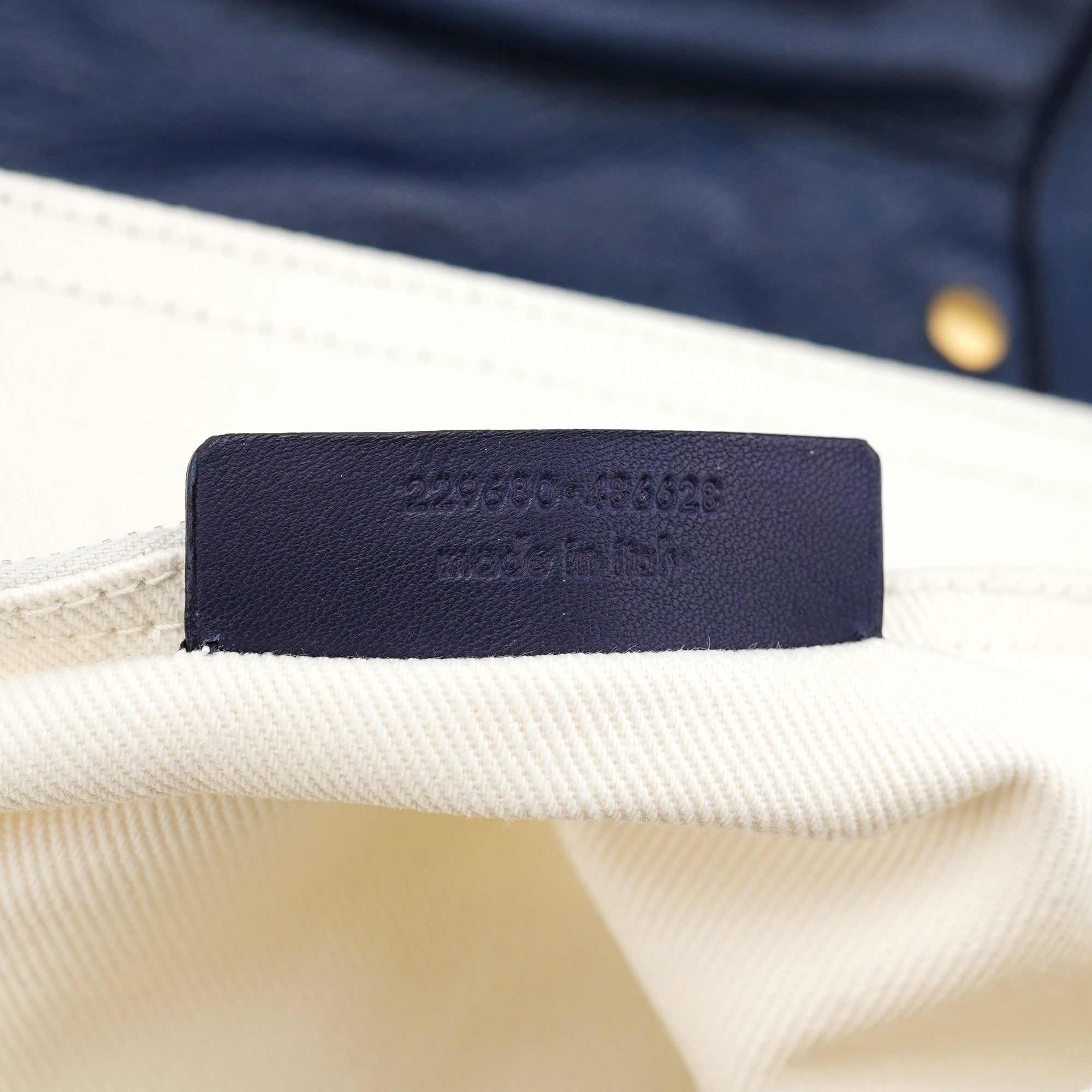 Navy White Leather Muse Bag
