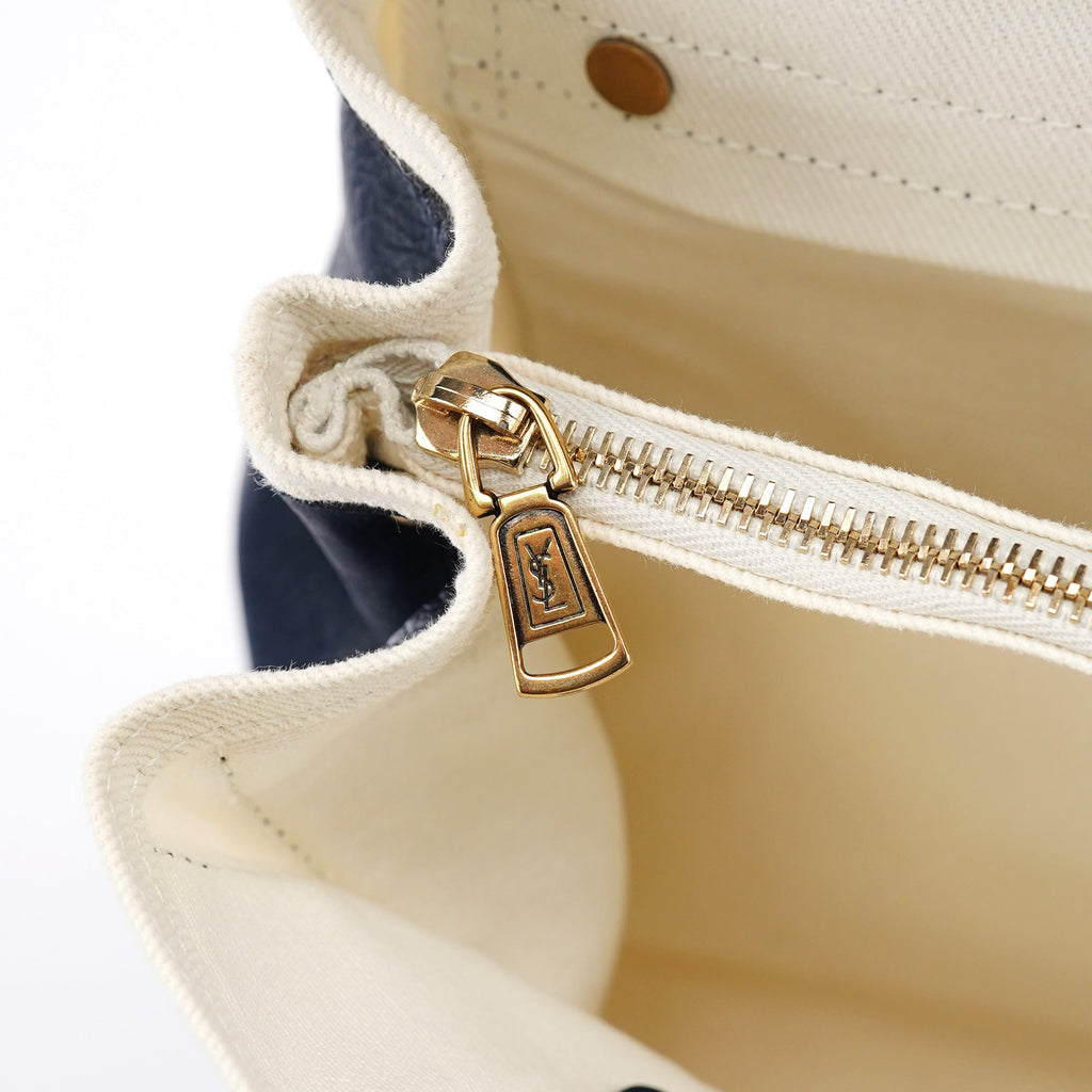 Navy White Leather Muse Bag