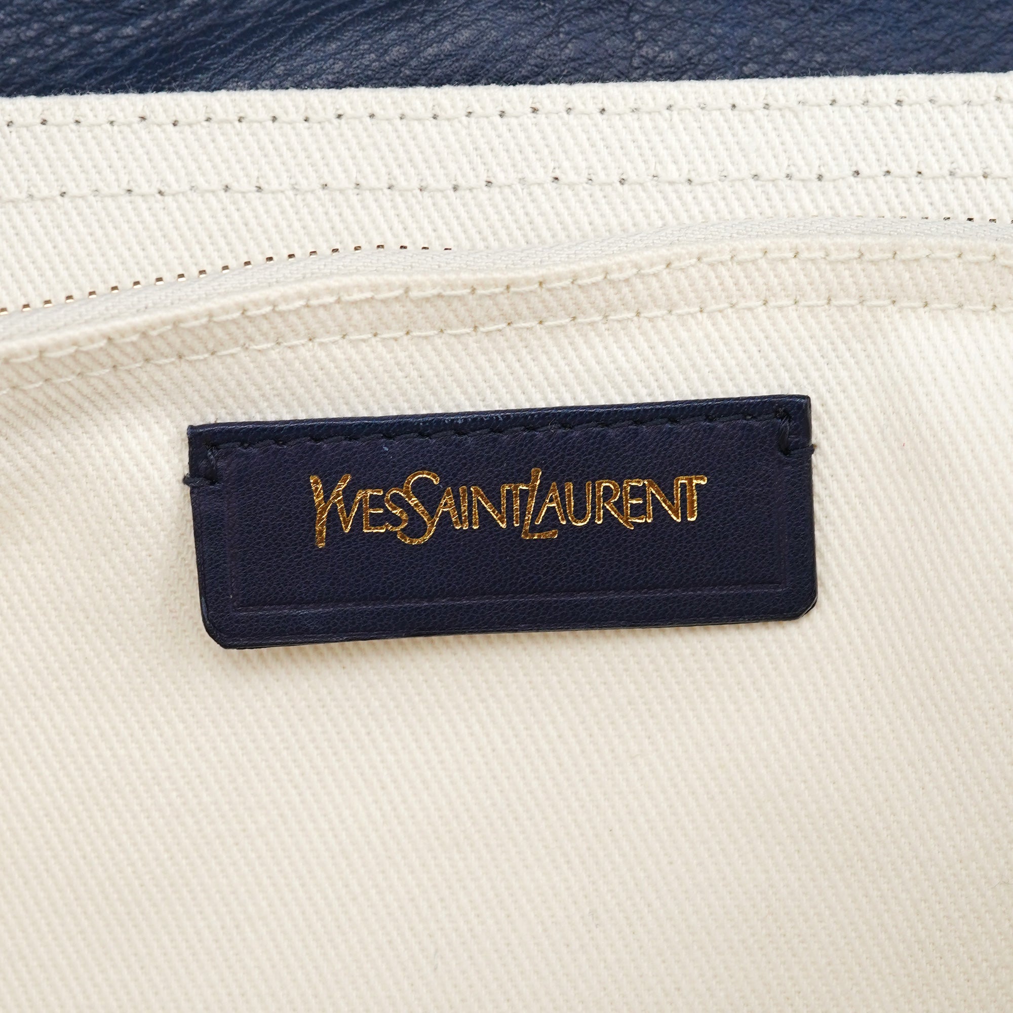 Navy White Leather Muse Bag