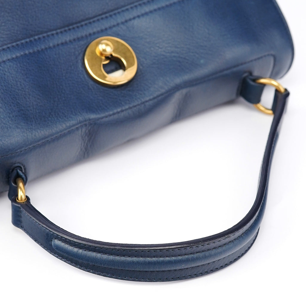 Navy White Leather Muse Bag