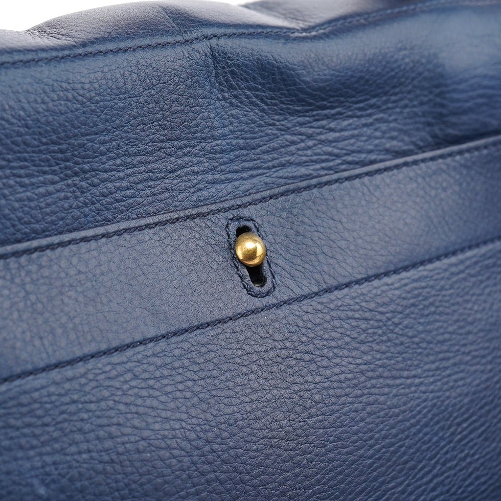 Navy White Leather Muse Bag