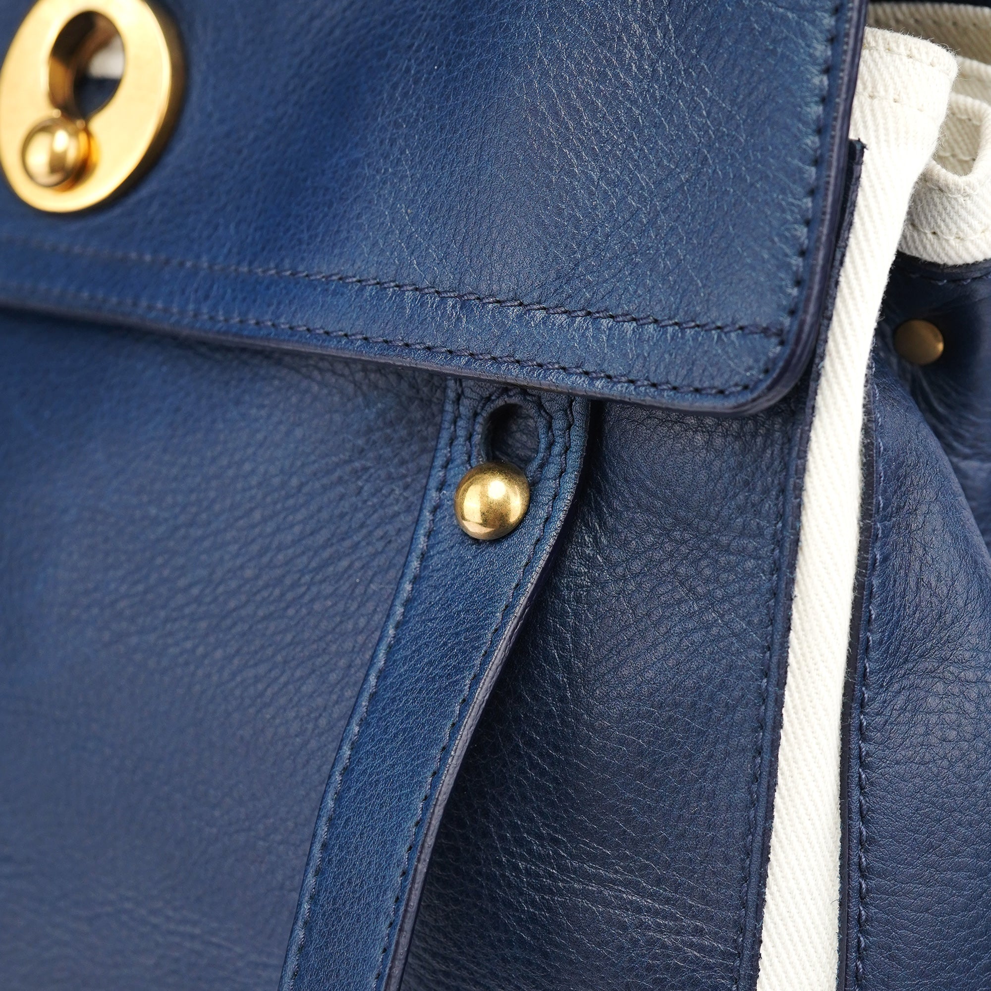 Navy White Leather Muse Bag
