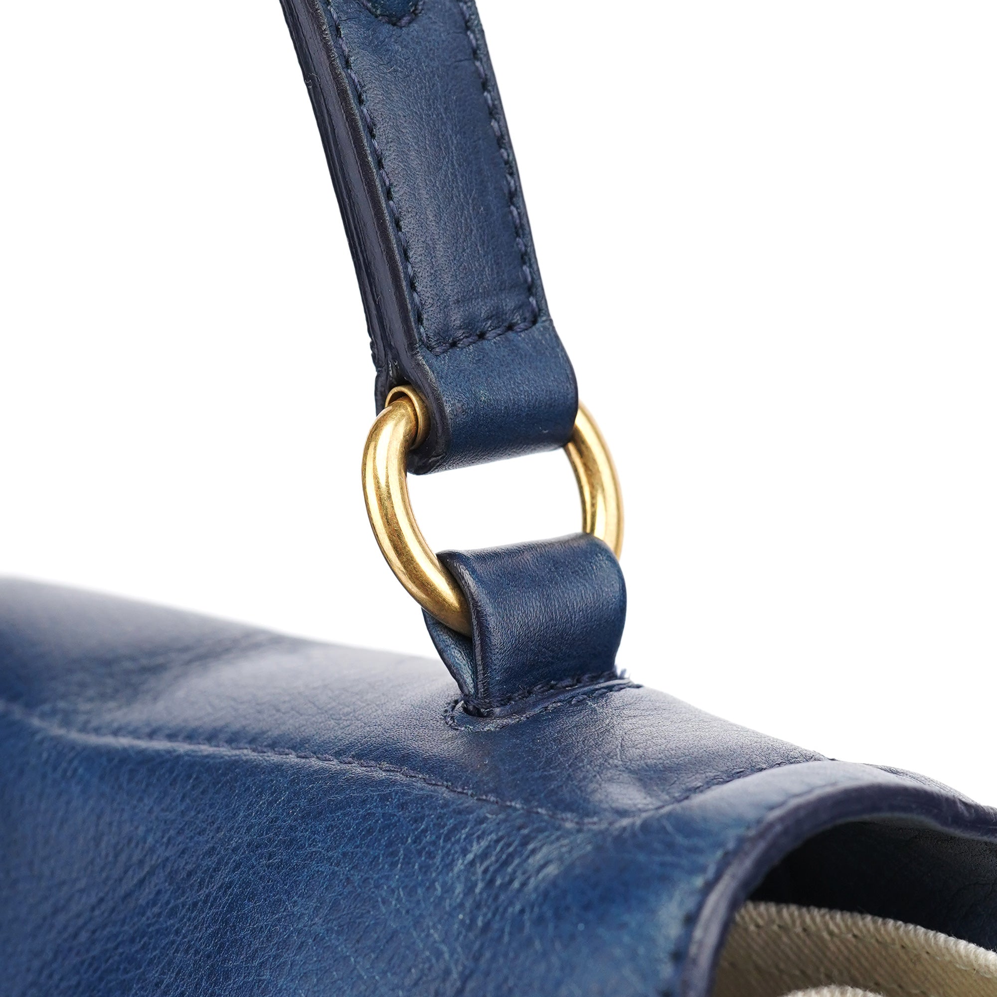 Navy White Leather Muse Bag