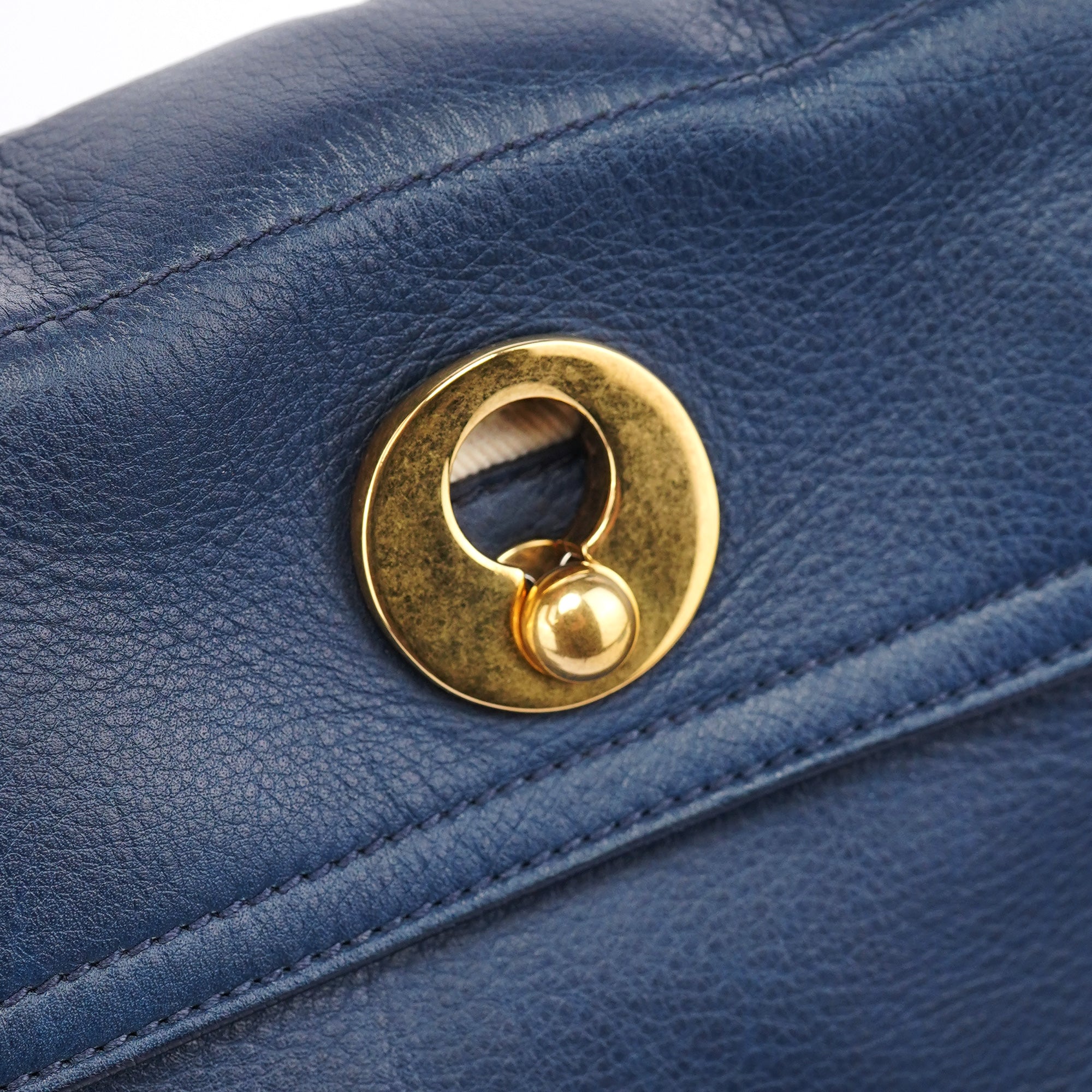 Navy White Leather Muse Bag