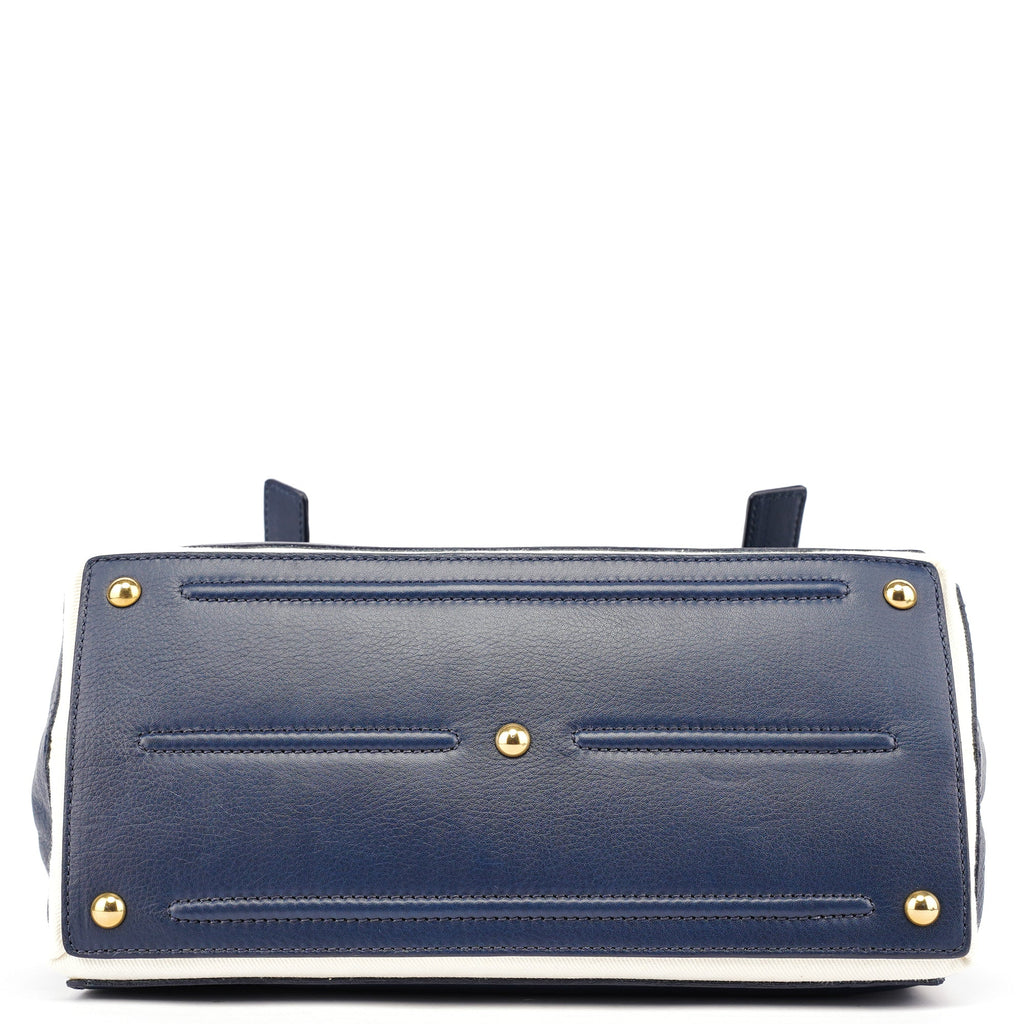 Navy White Leather Muse Bag