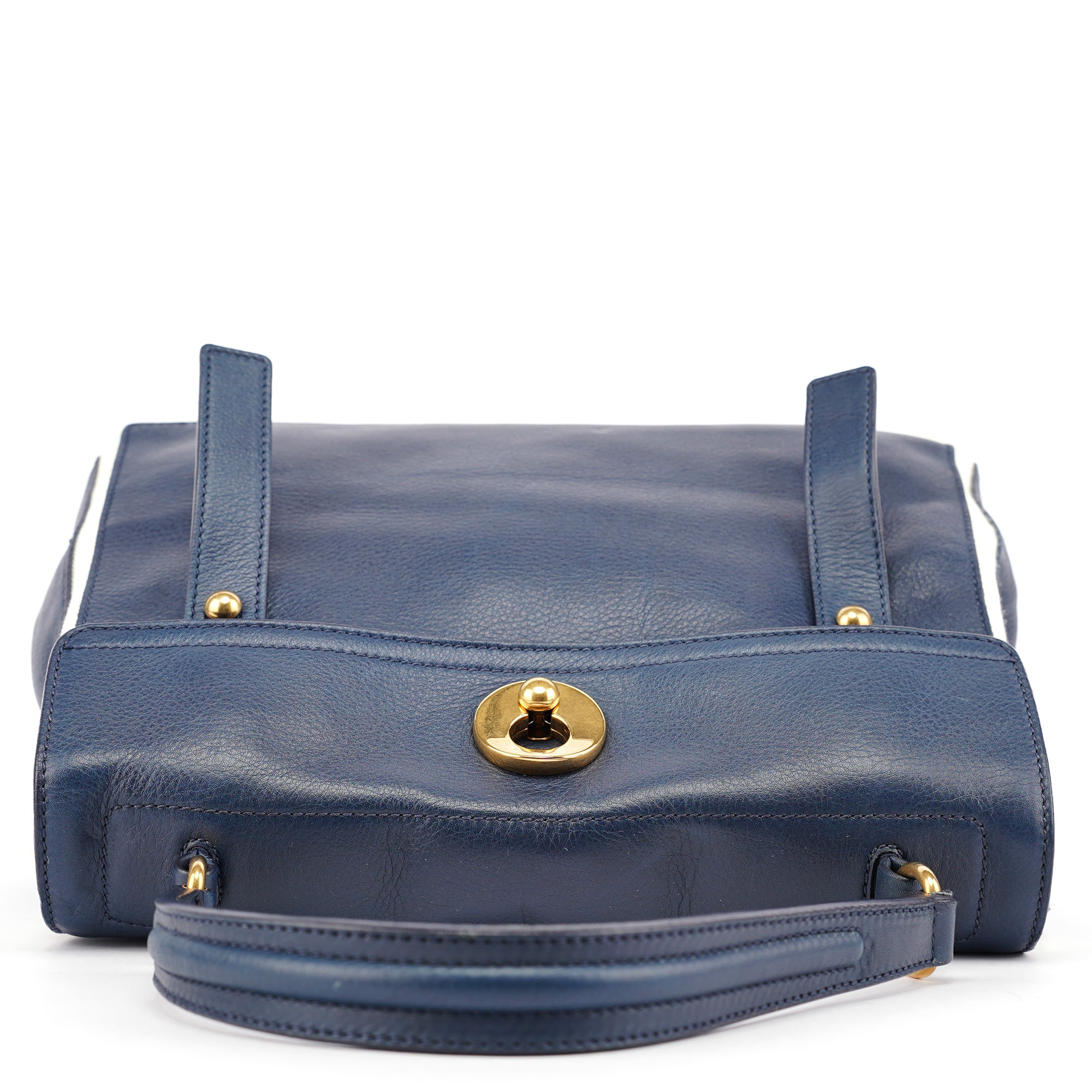 Navy White Leather Muse Bag