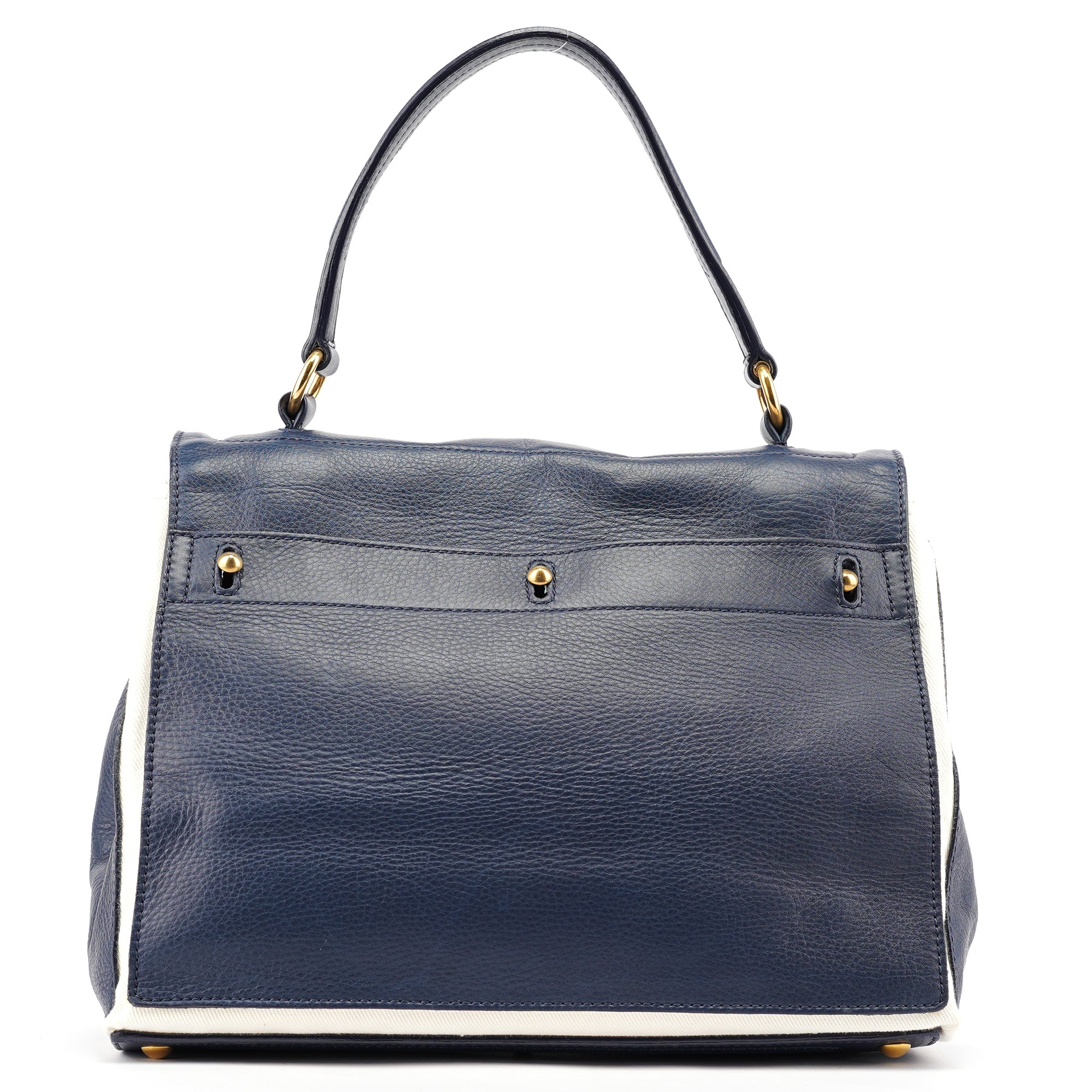 Navy White Leather Muse Bag