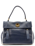 Navy White Leather Muse Bag