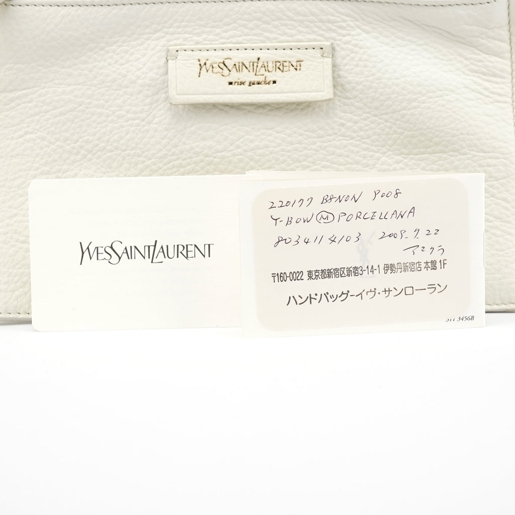 Off White Leather Bow Tote Bag