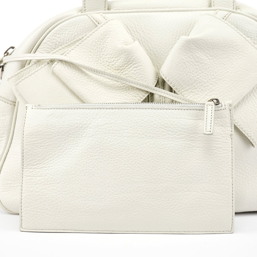 Off White Leather Bow Tote Bag
