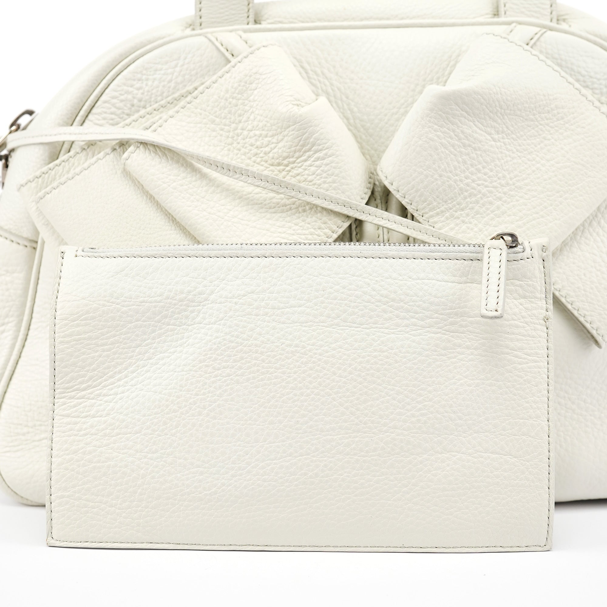 Off White Leather Bow Tote Bag