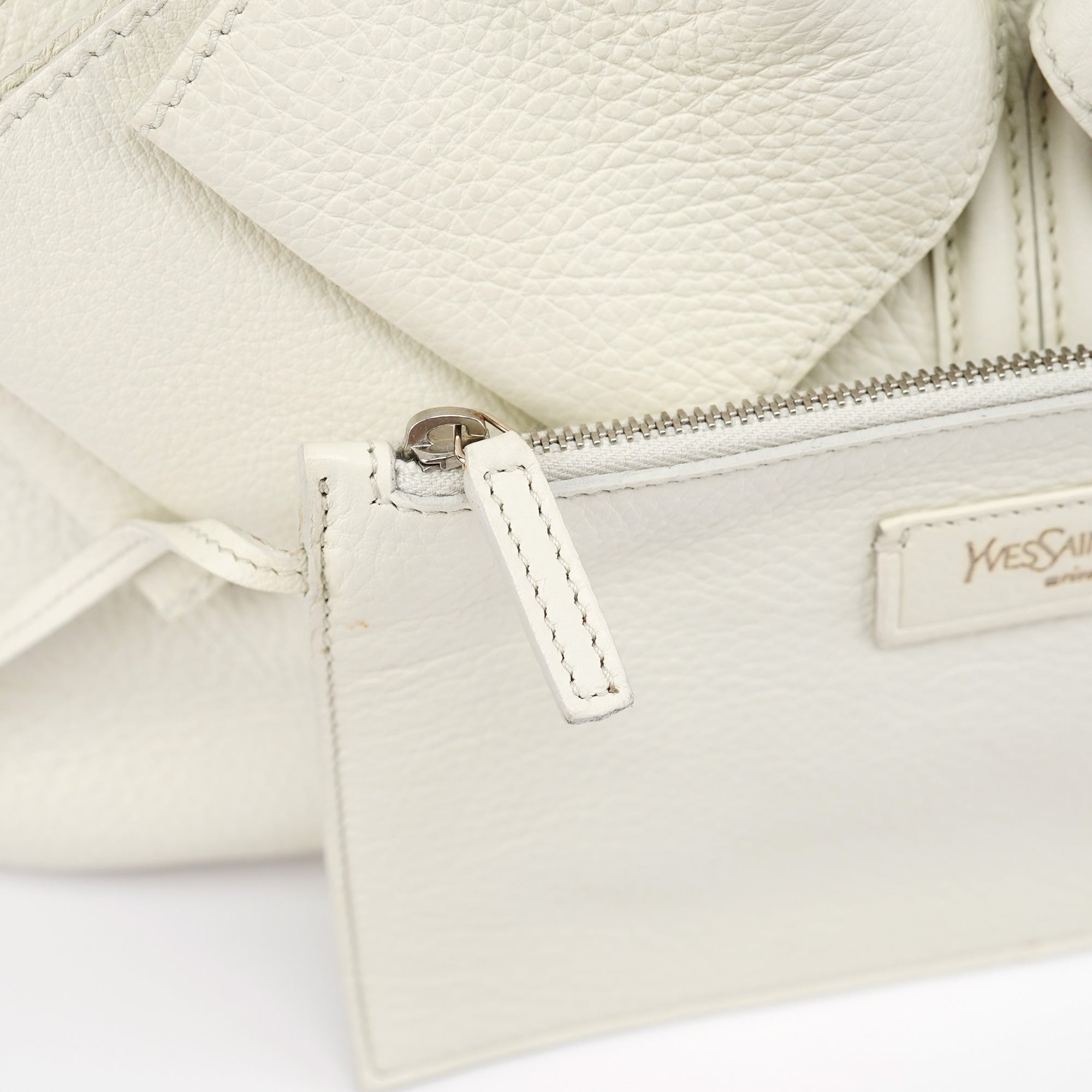 Off White Leather Bow Tote Bag