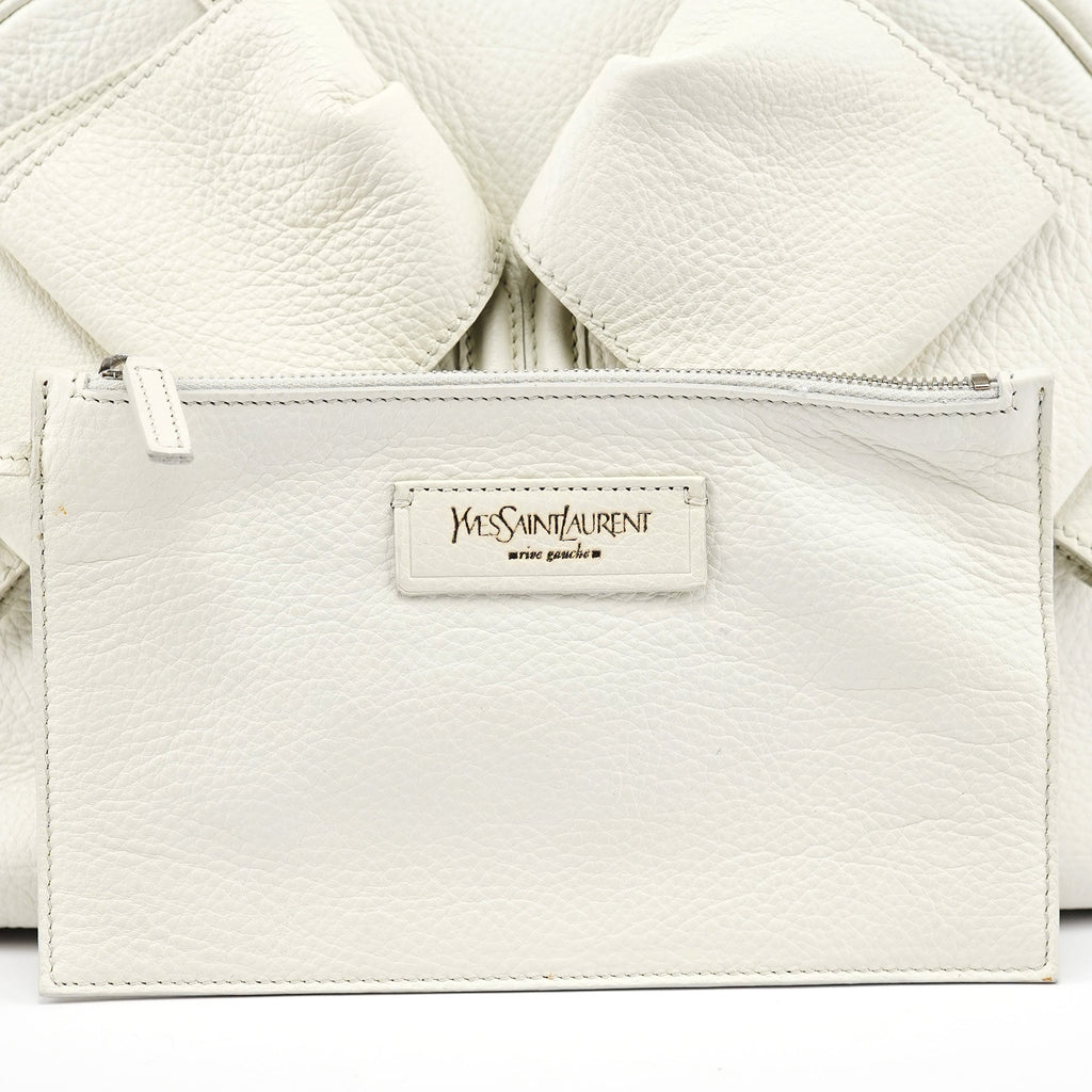 Off White Leather Bow Tote Bag