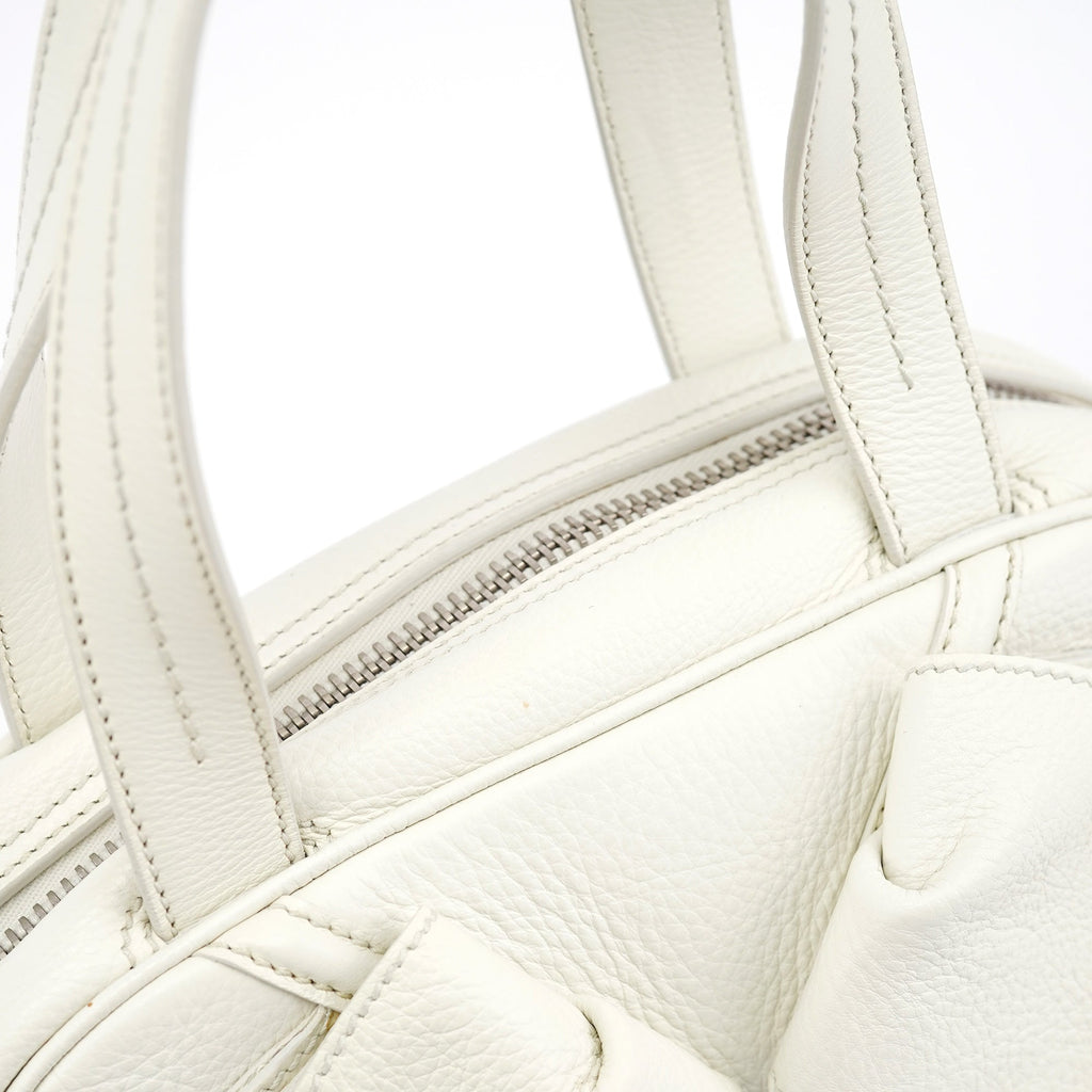Off White Leather Bow Tote Bag