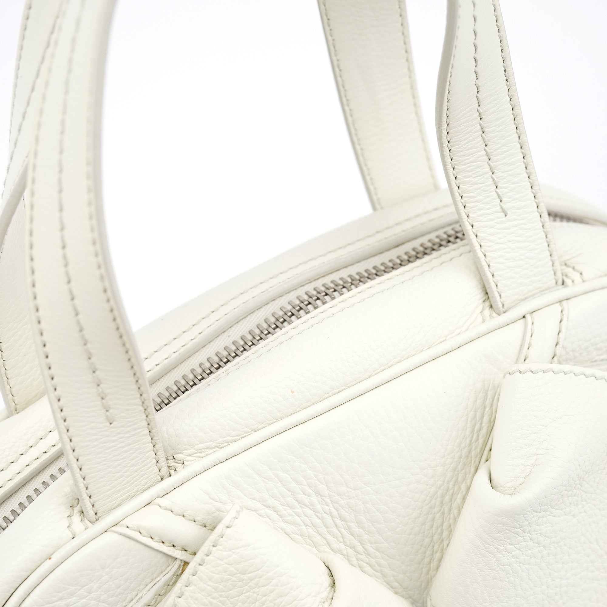 Off White Leather Bow Tote Bag