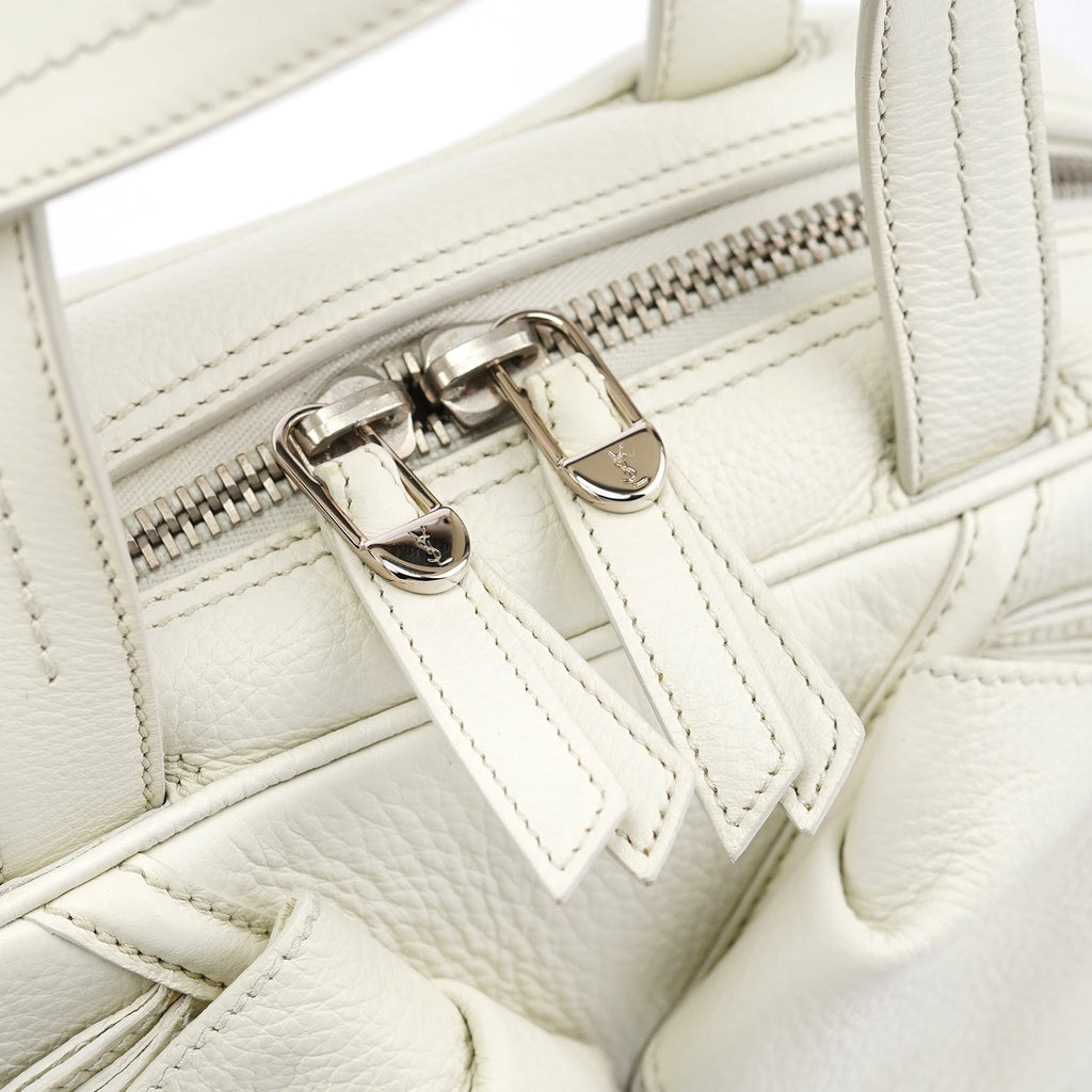Off White Leather Bow Tote Bag