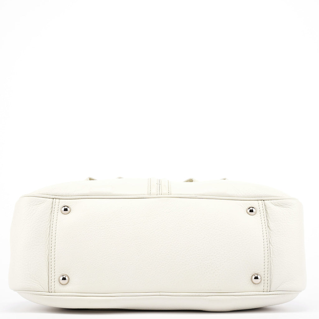 Off White Leather Bow Tote Bag