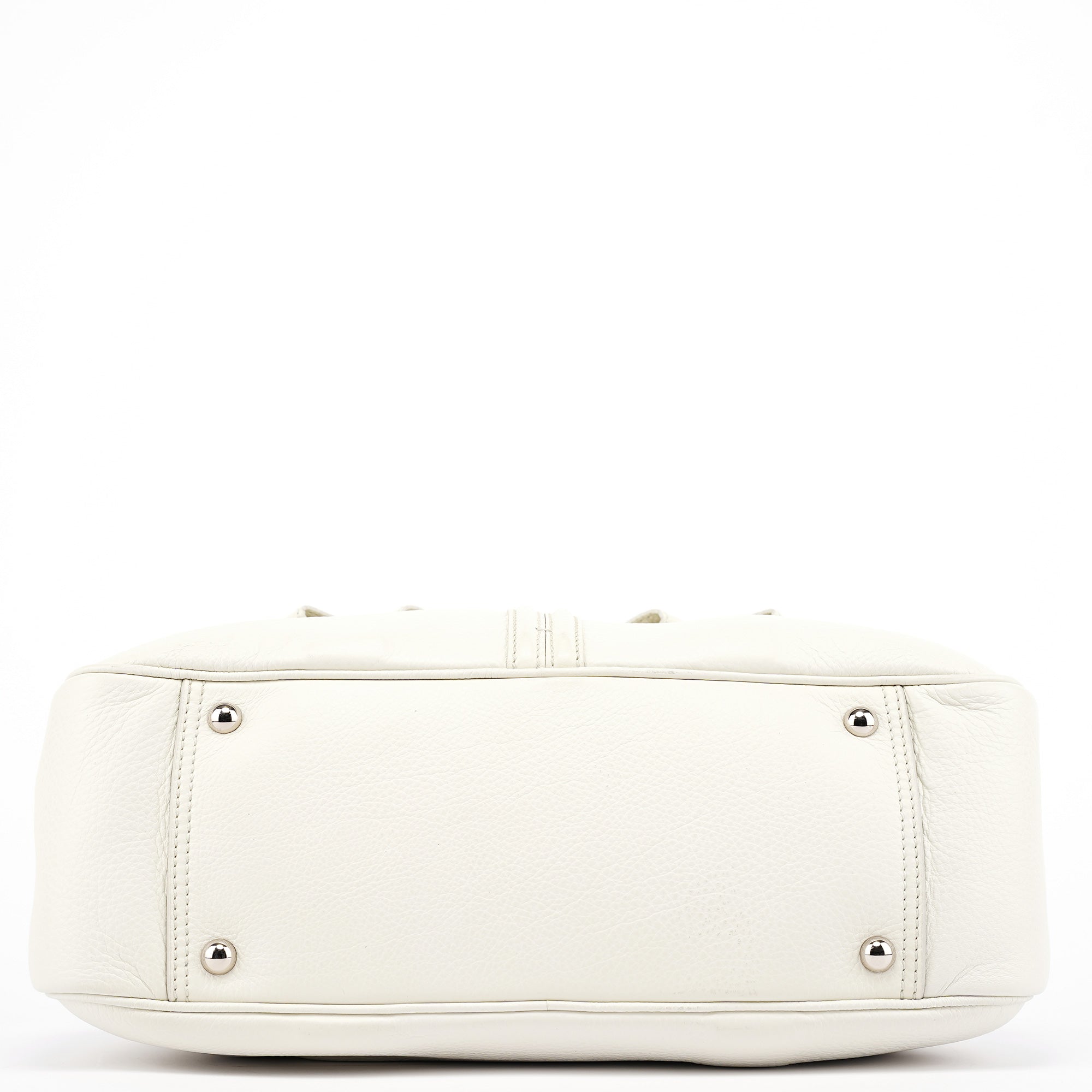 Off White Leather Bow Tote Bag