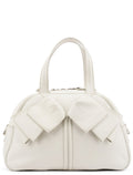 Off White Leather Bow Tote Bag