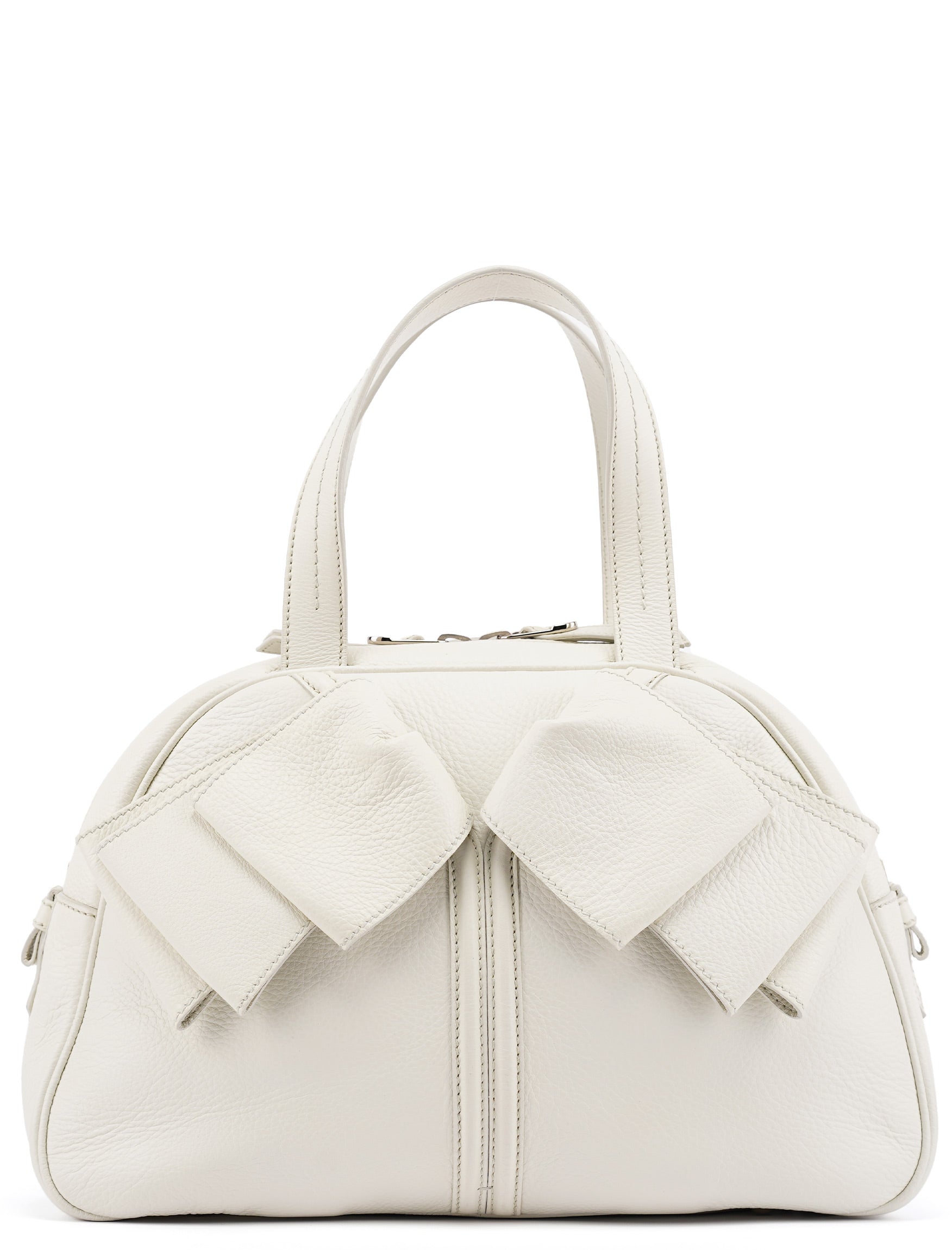 Off White Leather Bow Tote Bag