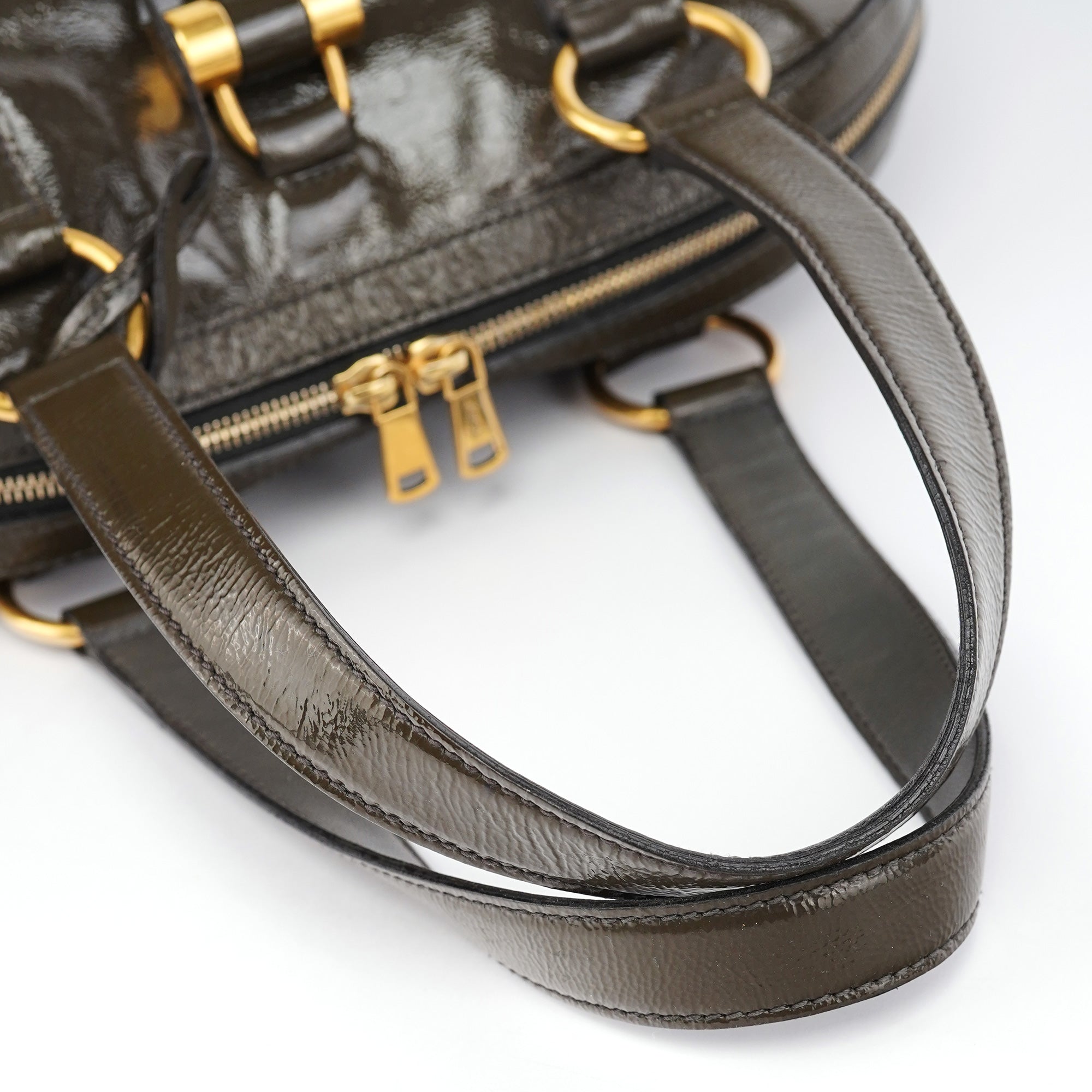 Olive Green Patent Leather Muse Bag