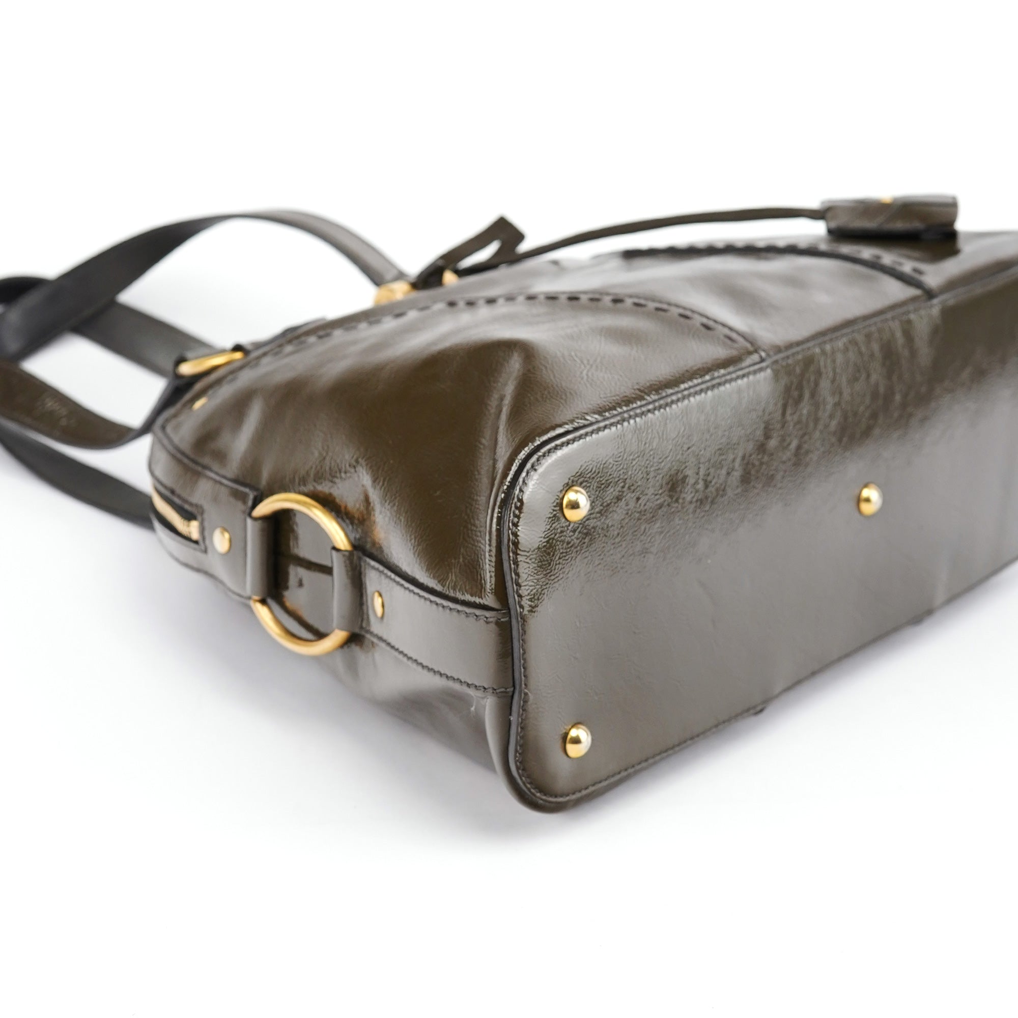 Olive Green Patent Leather Muse Bag