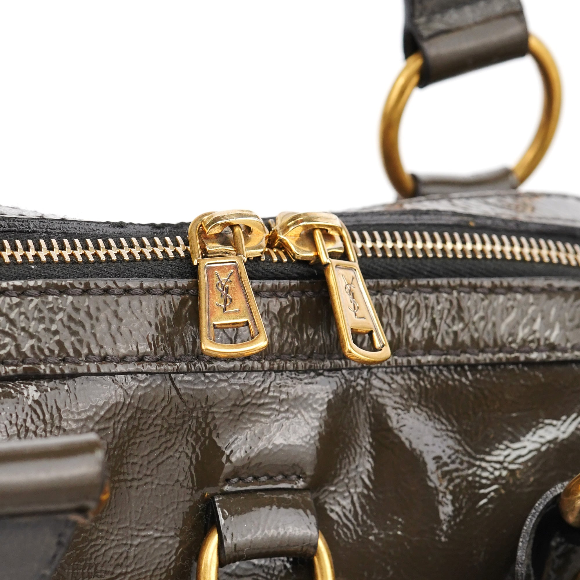 Olive Green Patent Leather Muse Bag