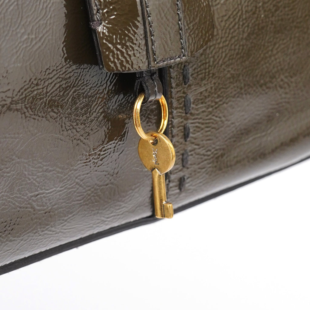 Olive Green Patent Leather Muse Bag