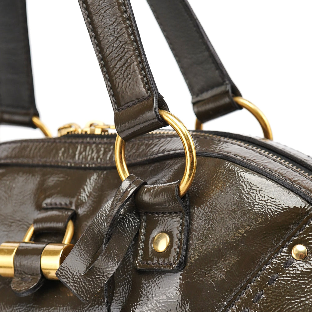 Olive Green Patent Leather Muse Bag