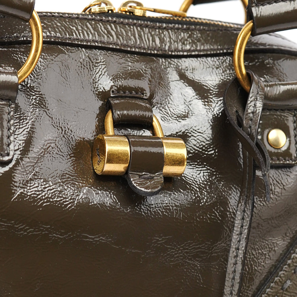 Olive Green Patent Leather Muse Bag