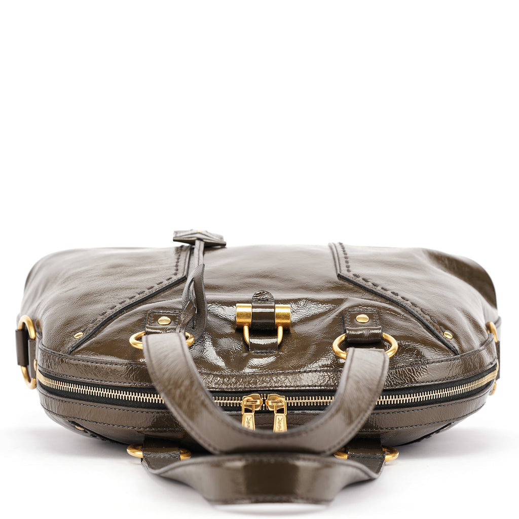 Olive Green Patent Leather Muse Bag