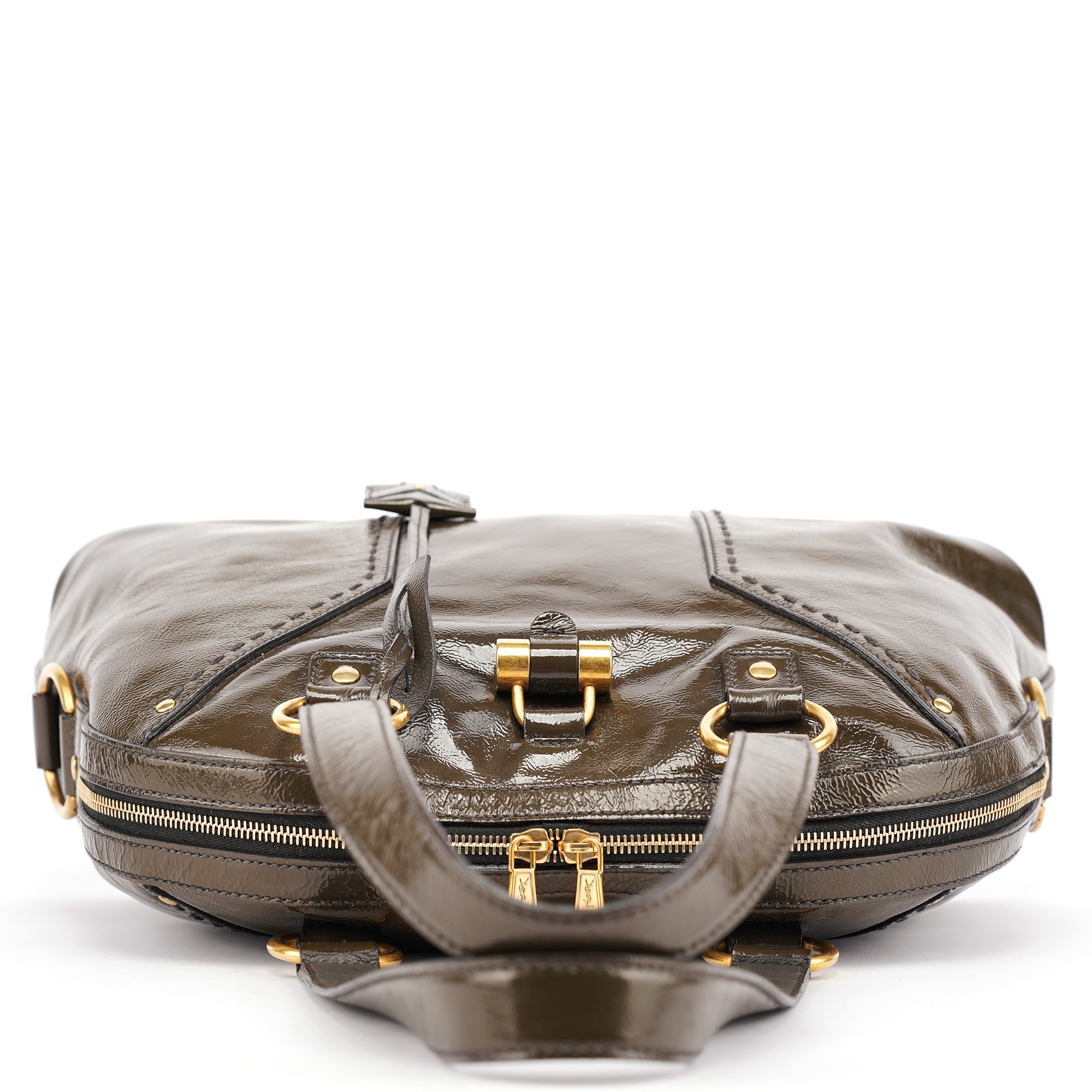 Olive Green Patent Leather Muse Bag