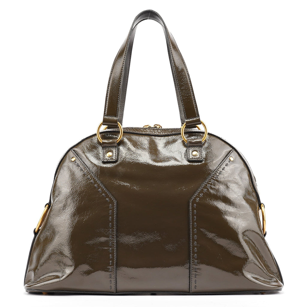 Olive Green Patent Leather Muse Bag