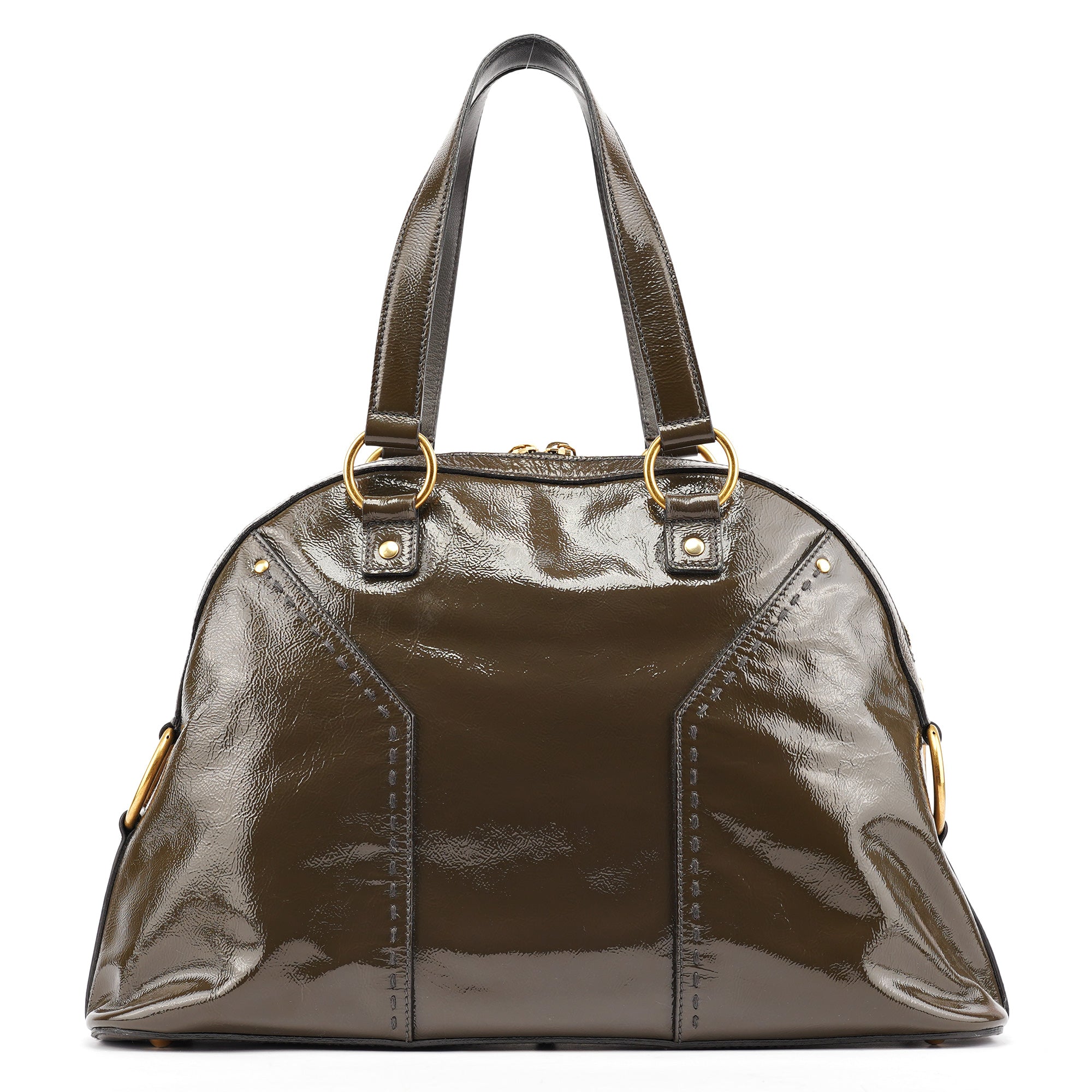 Olive Green Patent Leather Muse Bag