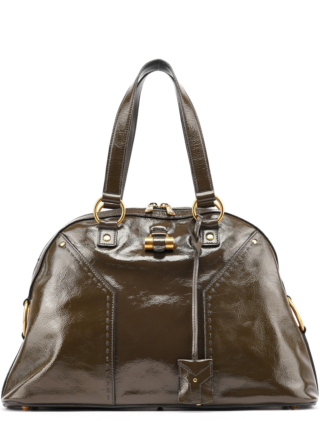 Olive Green Patent Leather Muse Bag