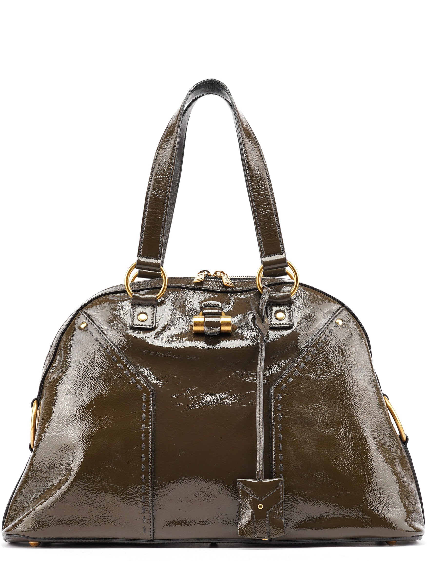 Olive Green Patent Leather Muse Bag