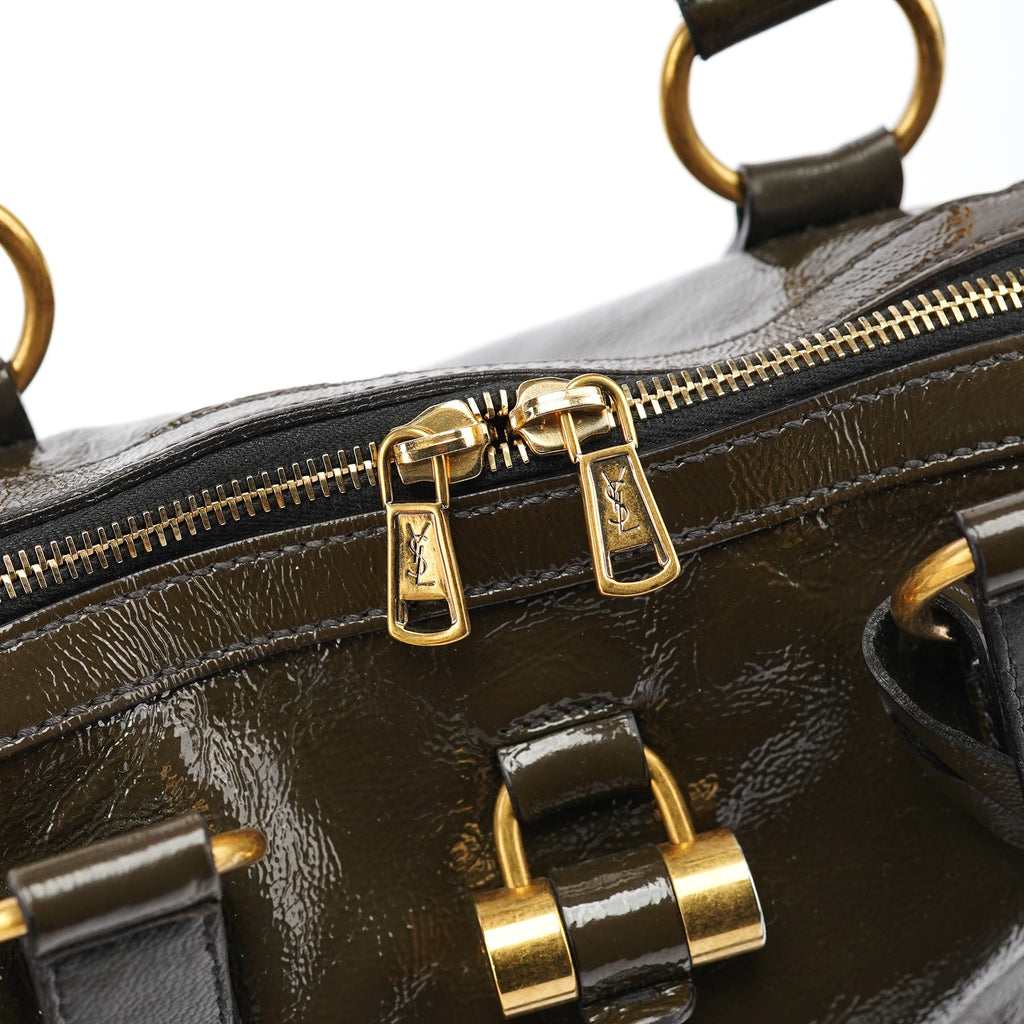Olive Green Patent Leather Muse Tote Bag