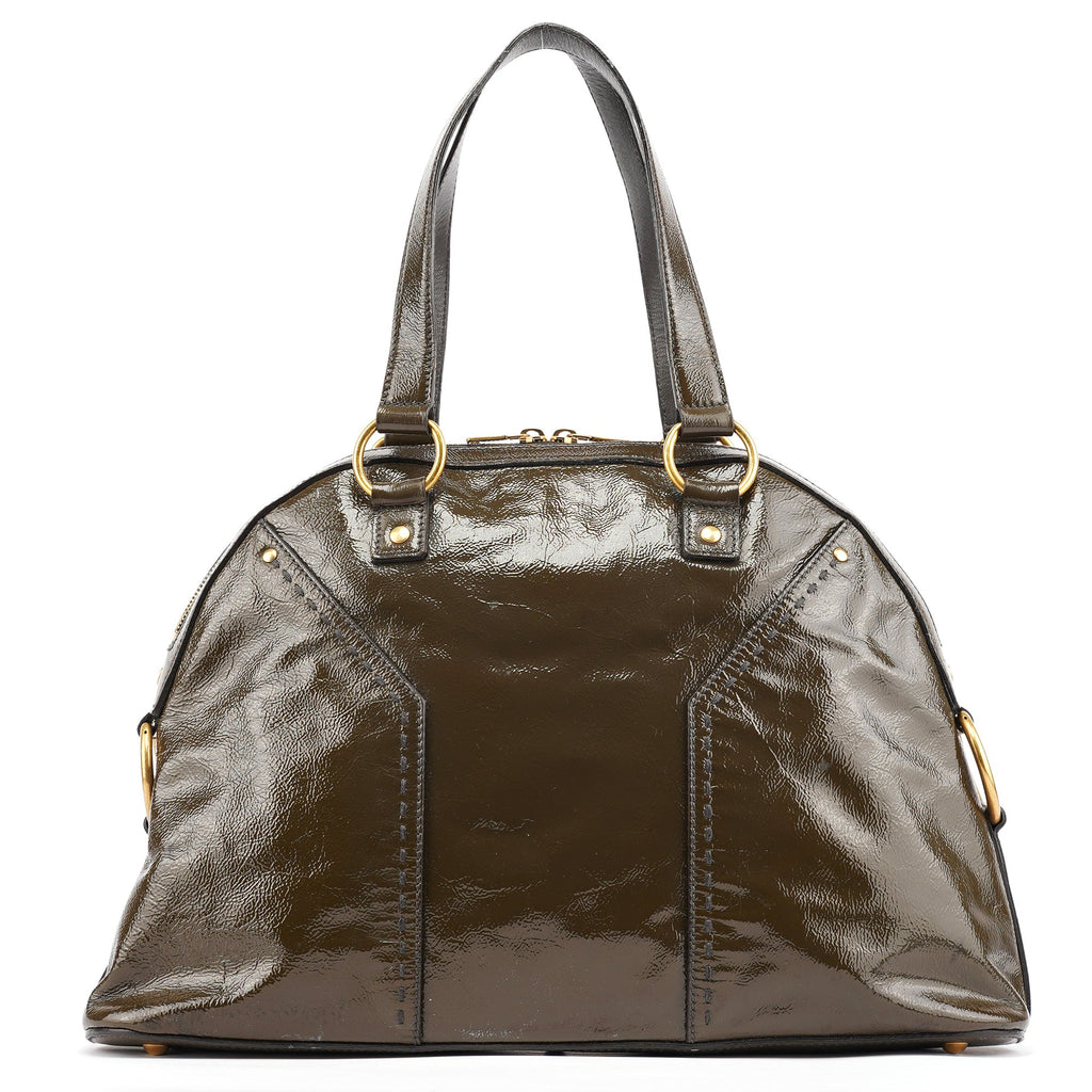 Olive Green Patent Leather Muse Tote Bag