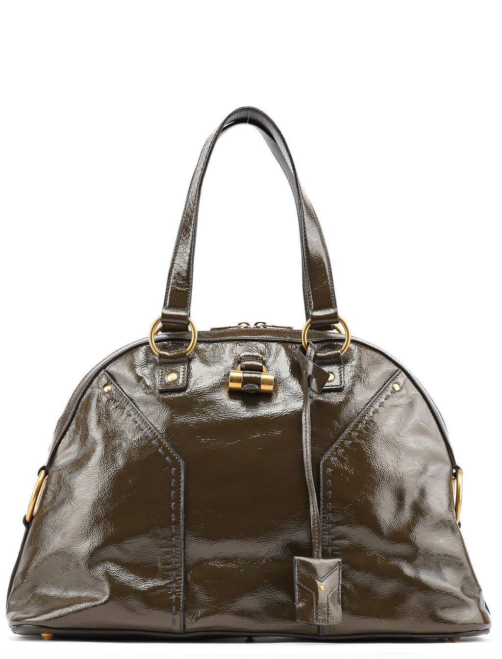 Olive Green Patent Leather Muse Tote Bag