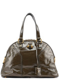 Olive Green Patent Leather Muse Tote Bag