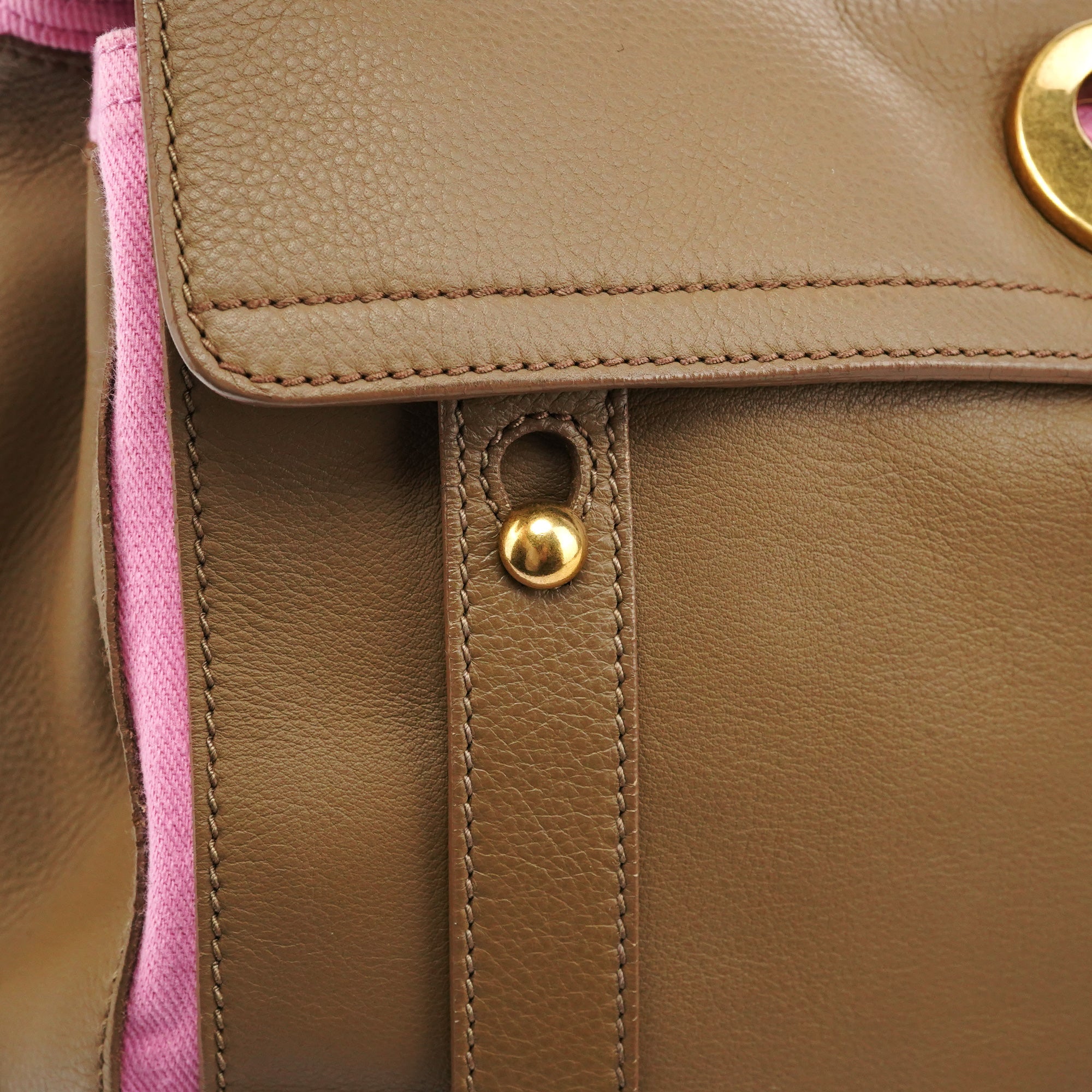 Olive Pink Leather Muse Two 2-Way Bag