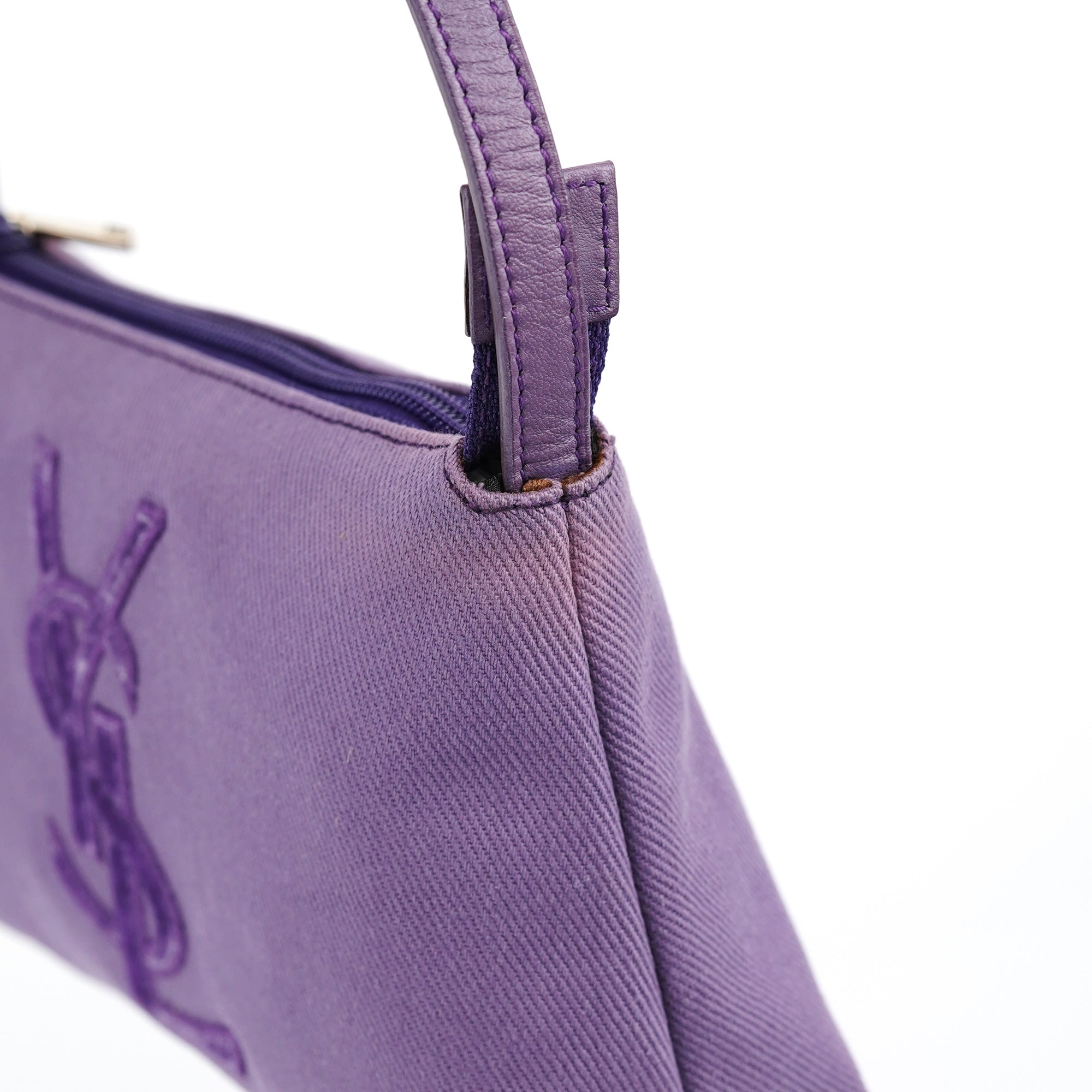 Purple Canvas YSL Shoulder Bag
