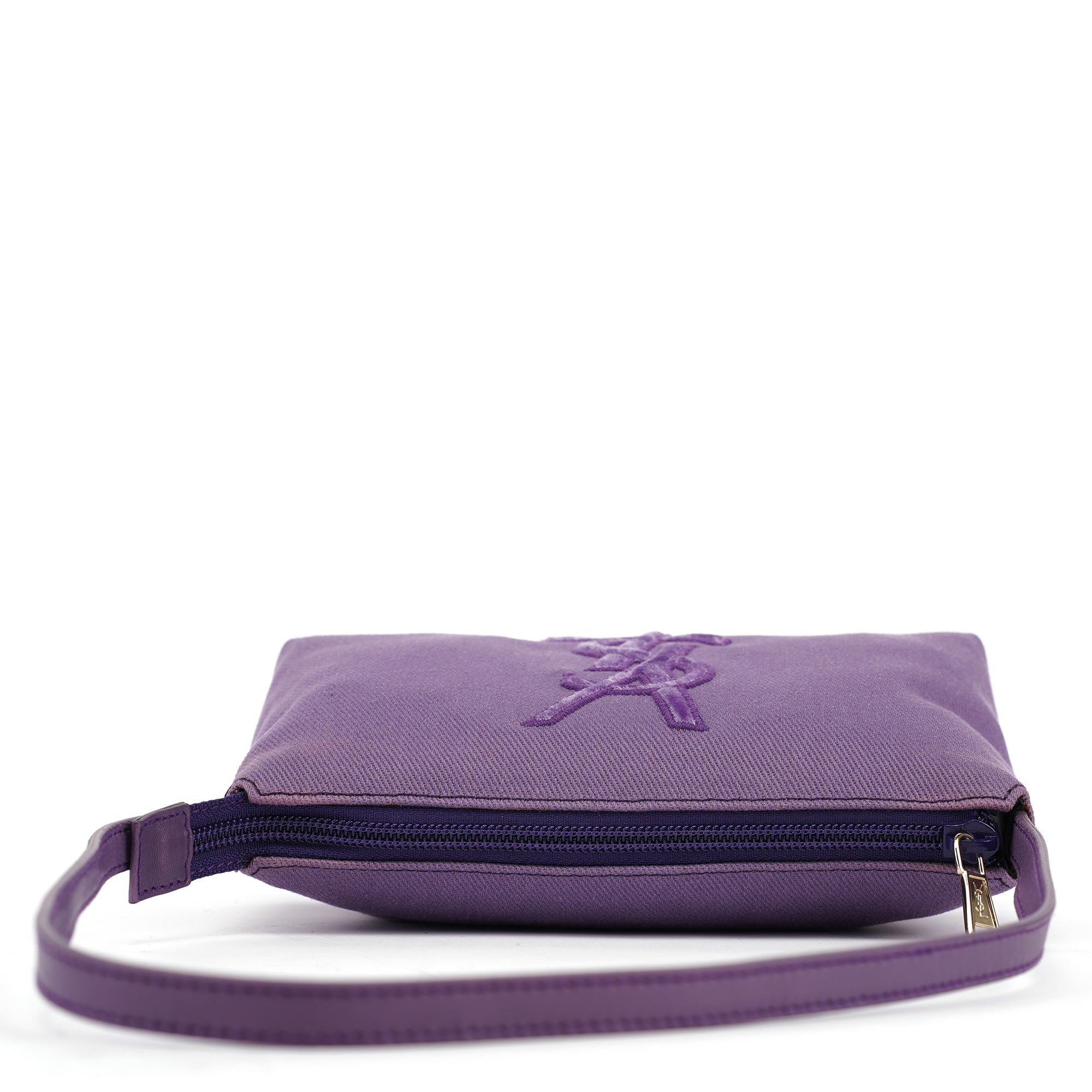 Purple Canvas YSL Shoulder Bag