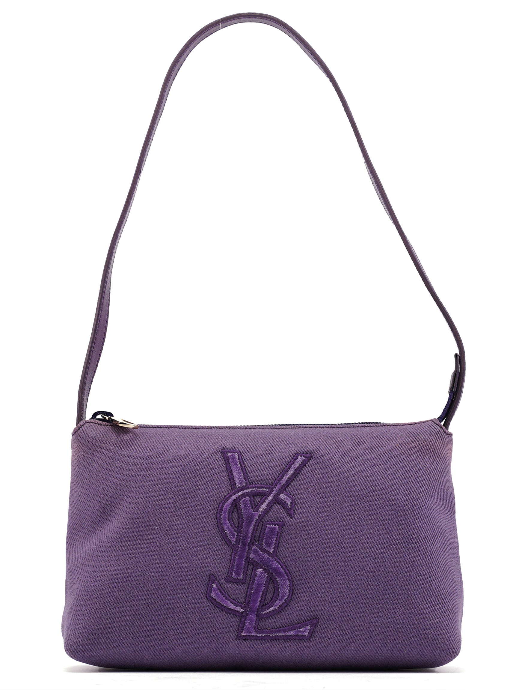 Purple Canvas YSL Shoulder Bag