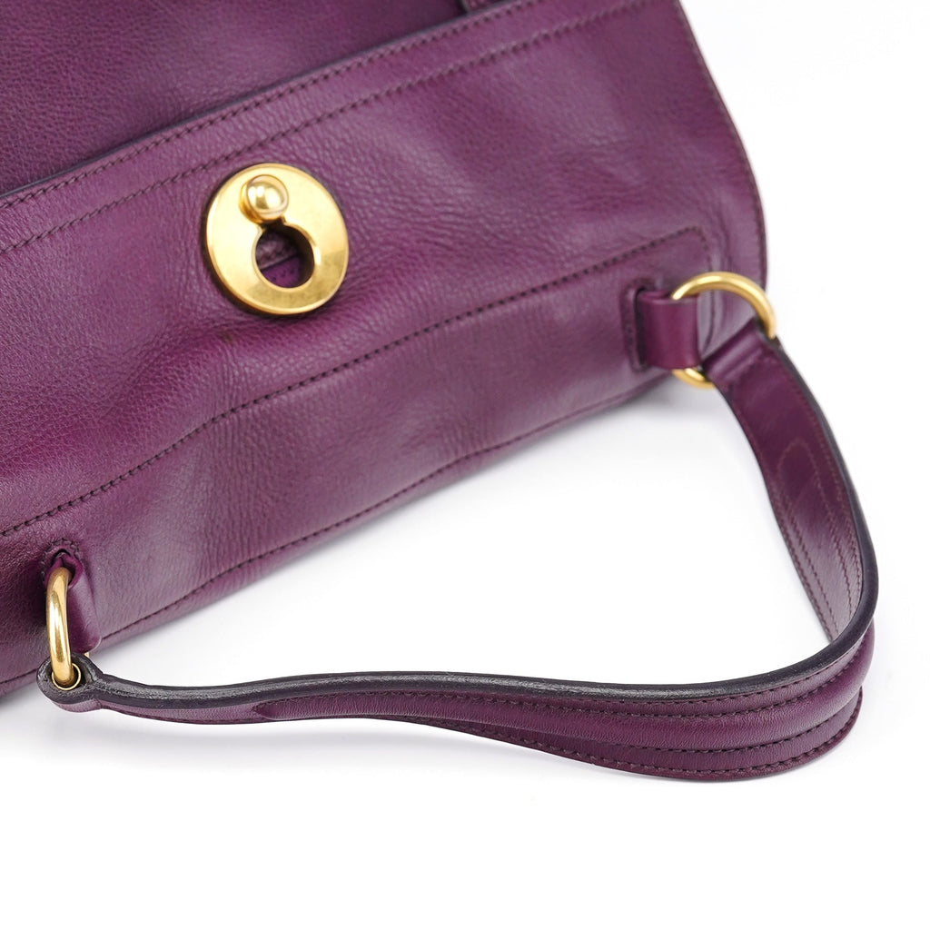 Purple Leather Muse Two Top Handle Bag